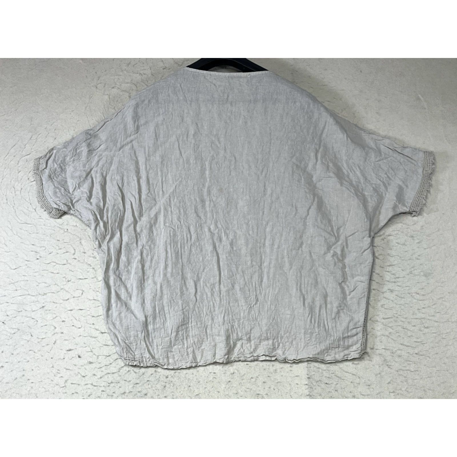Vintage Gigi Moda Italy Linen Blend Oversized Top Beige Size 1 Blouse Women Basic Short Sleeve Round Neck Wearable See Pics Italy Beach Bohemian Womens Size XS / US 0-2 / IT 36-38 - 2 Thumbnail