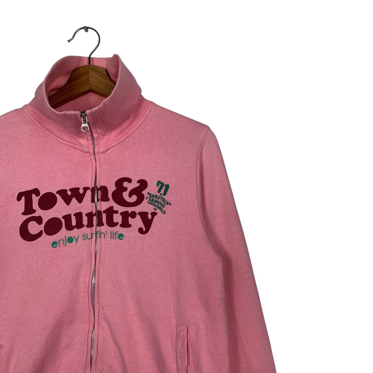 Japanese Brand TOWN & COUNTRY Big Logo Pink Sweater Jacket #1597-C71 Size L / US 10 / IT 46 - 5 Thumbnail