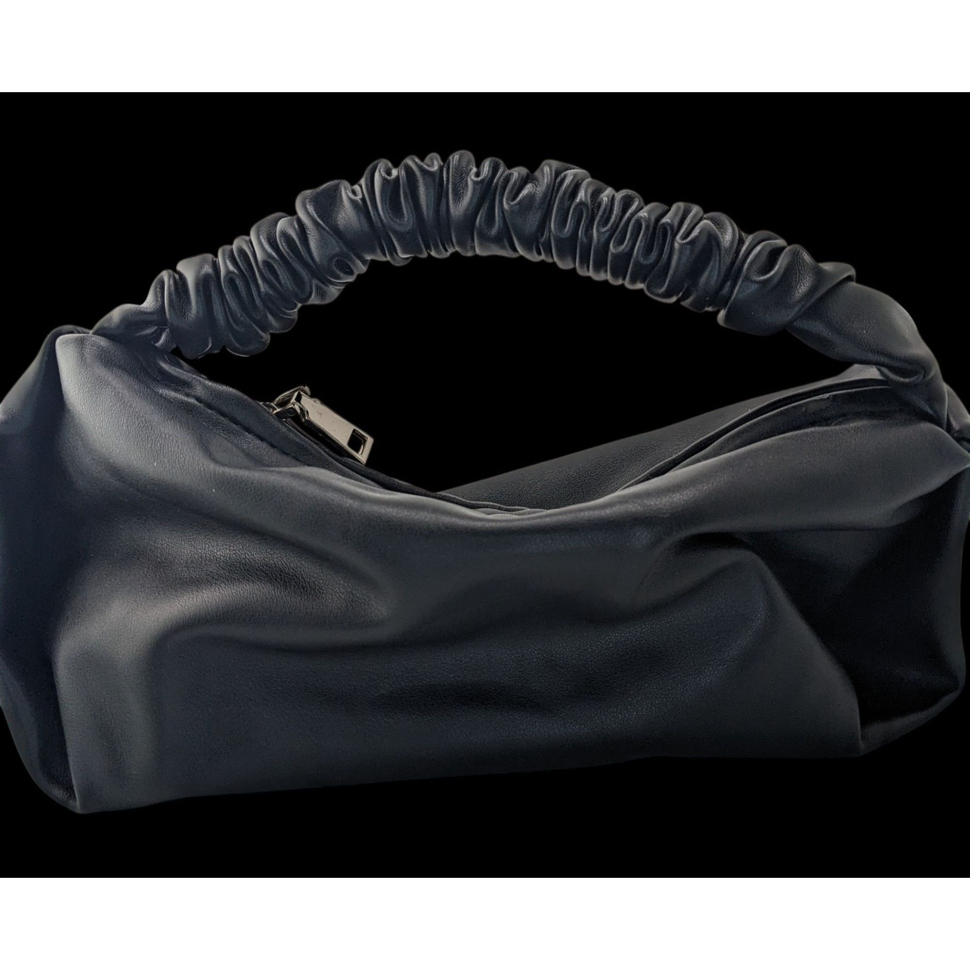 Other Black Faux Leather Scrunch Handle Shoulder Bag With Zipper C Size ONE SIZE - 2 Thumbnail