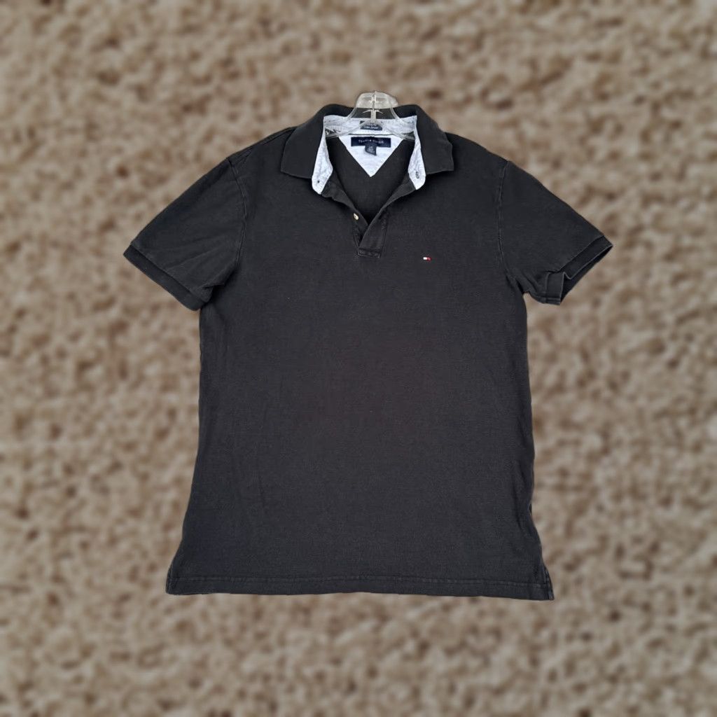 Tommy Hilfiger Tommy Hilfiger Polo Shirt Men Large Black Short Sleeve Custom Fit Cotton Size US L / EU 52-54 / 3 - 1 Thumbnail