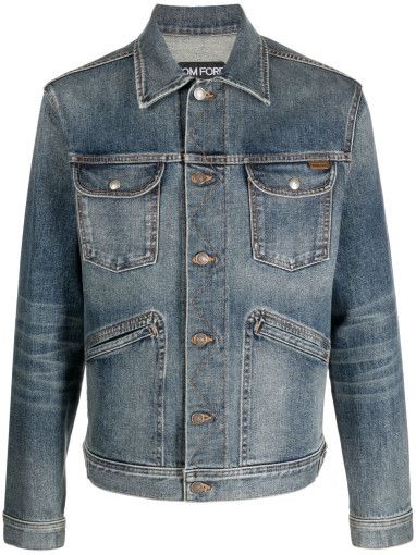Tom Ford o1sm1stk0824 Denim Jacket in Washed Indigo Size US XL / EU 56 / 4 - 1 Preview