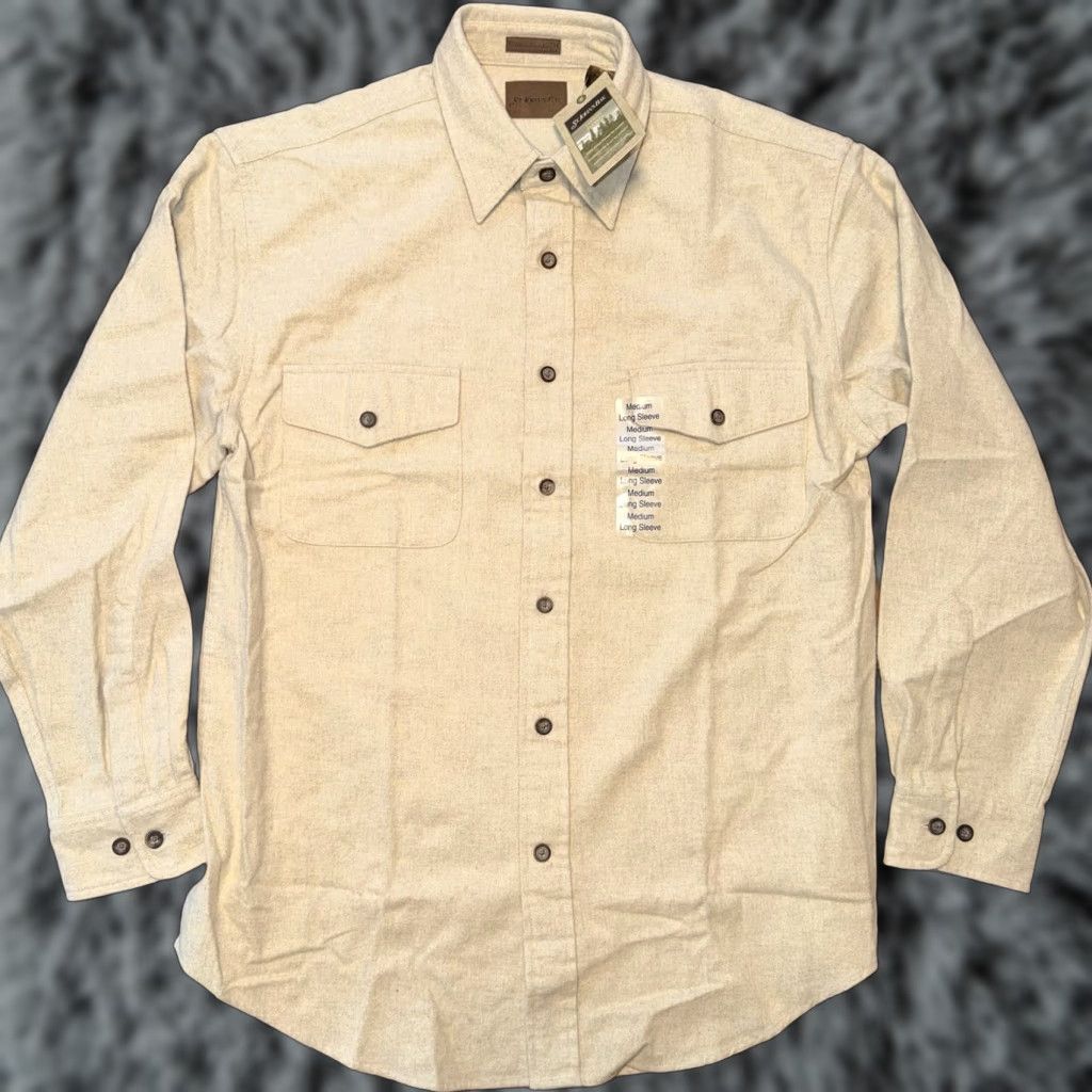 Vintage St. John's Bay Chamois Cloth Shirt Mens Medium Button-Up Vanilla Heather NWT Size US M / EU 48-50 / 2 - 1 Thumbnail