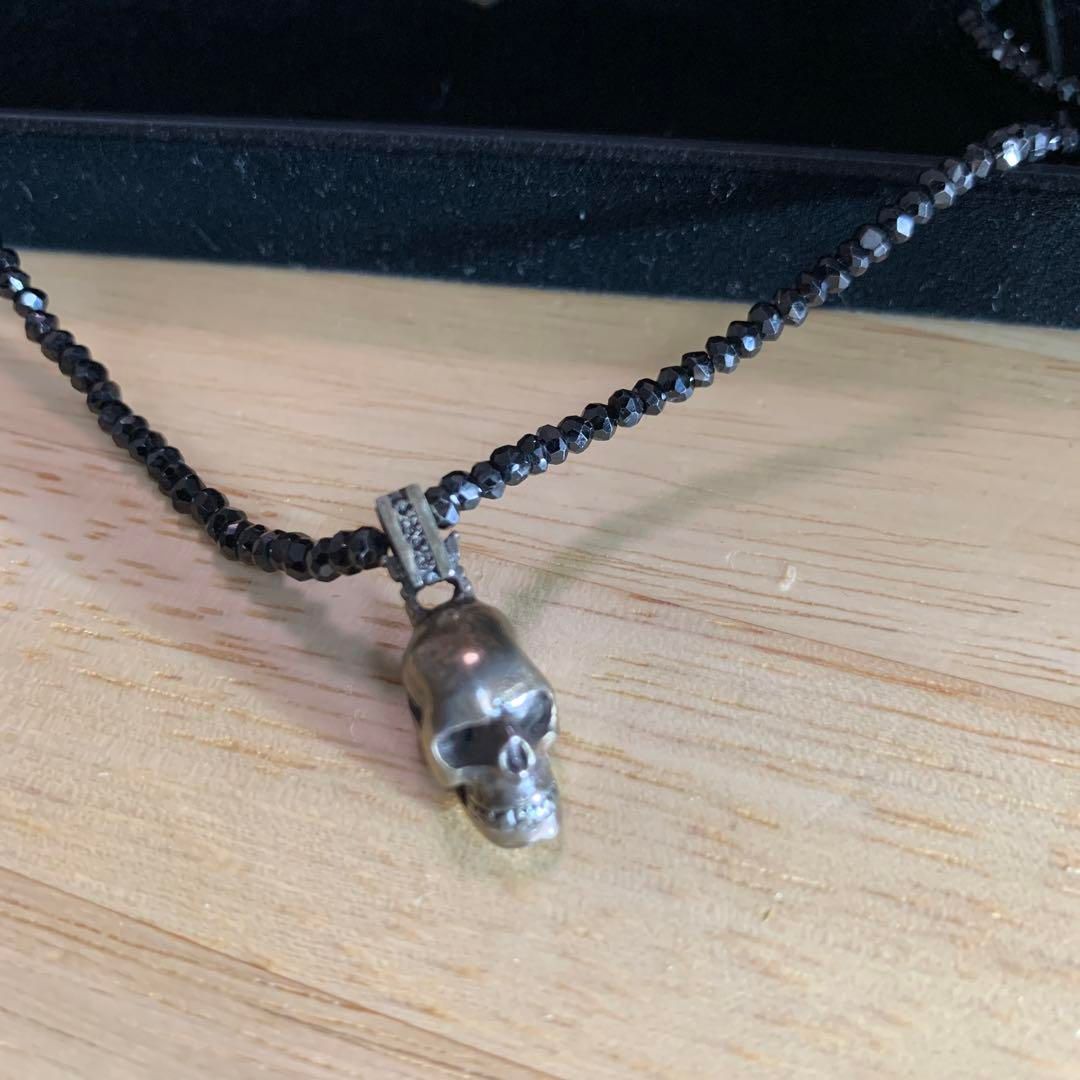 Pre-owned Hysteric Glamour 0.925 Bead Skull Necklace In Silver