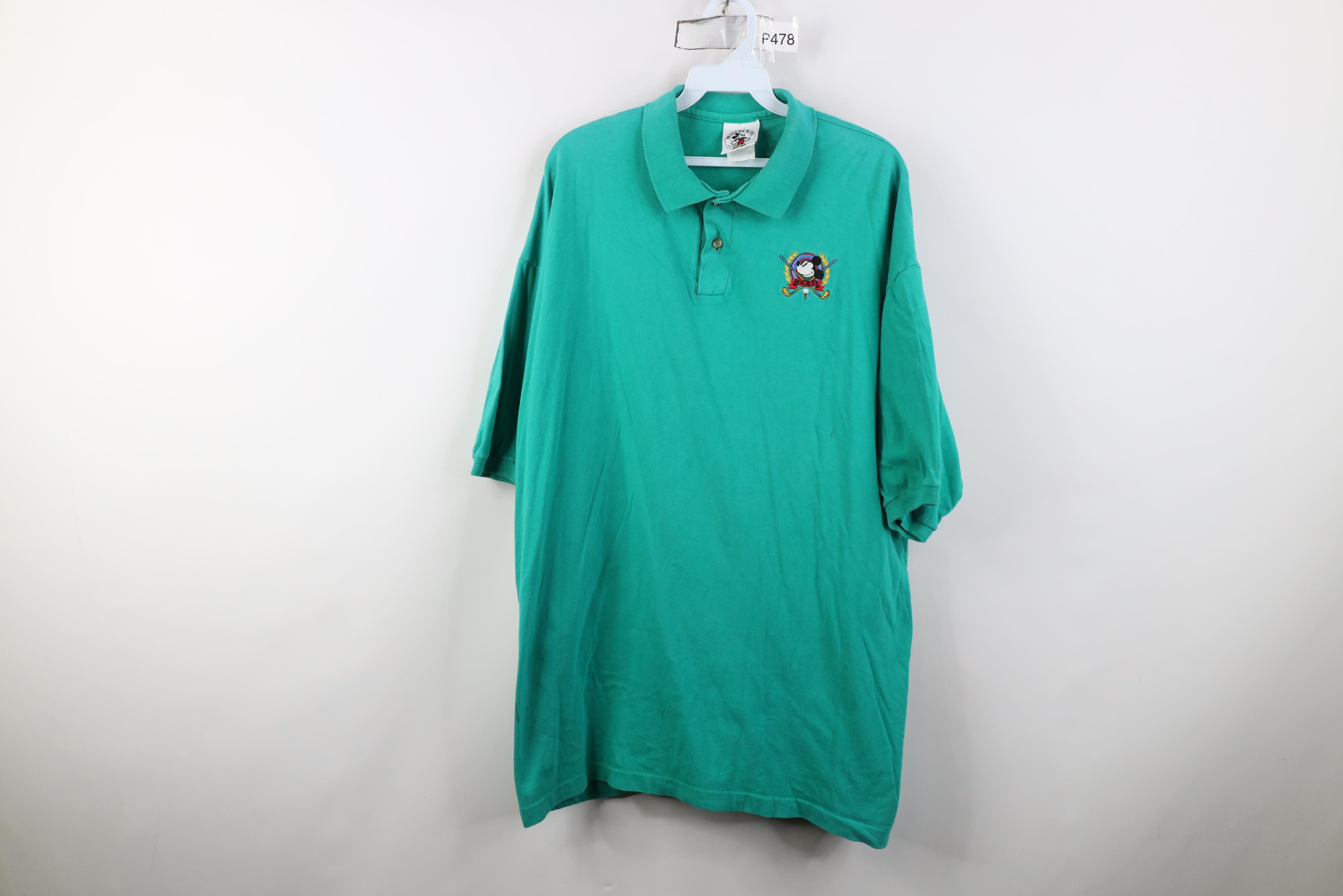 Disney Vintage 90s Disney Mickey Mouse Golf Polo Shirt Teal USA Size US XL / EU 56 / 4 - 1 Thumbnail