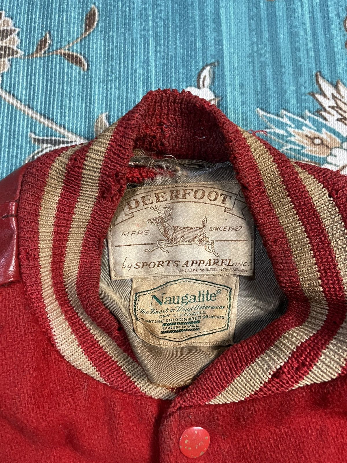 Vintage Rare 1950s Deerfoot Varsity Letterman Jacket Wool Naugahyde Size US L / EU 52-54 / 3 - 5 Thumbnail