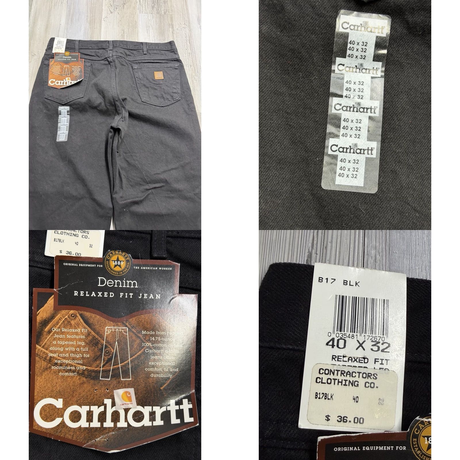 Carhartt VINTAGE Carhartt Jeans Workwear Relaxed Fit B17 BLK Black Denim 40x32 NWT USA Made Mens Jeans 5-Pocket Size US 40 / EU 56 - 8 Thumbnail