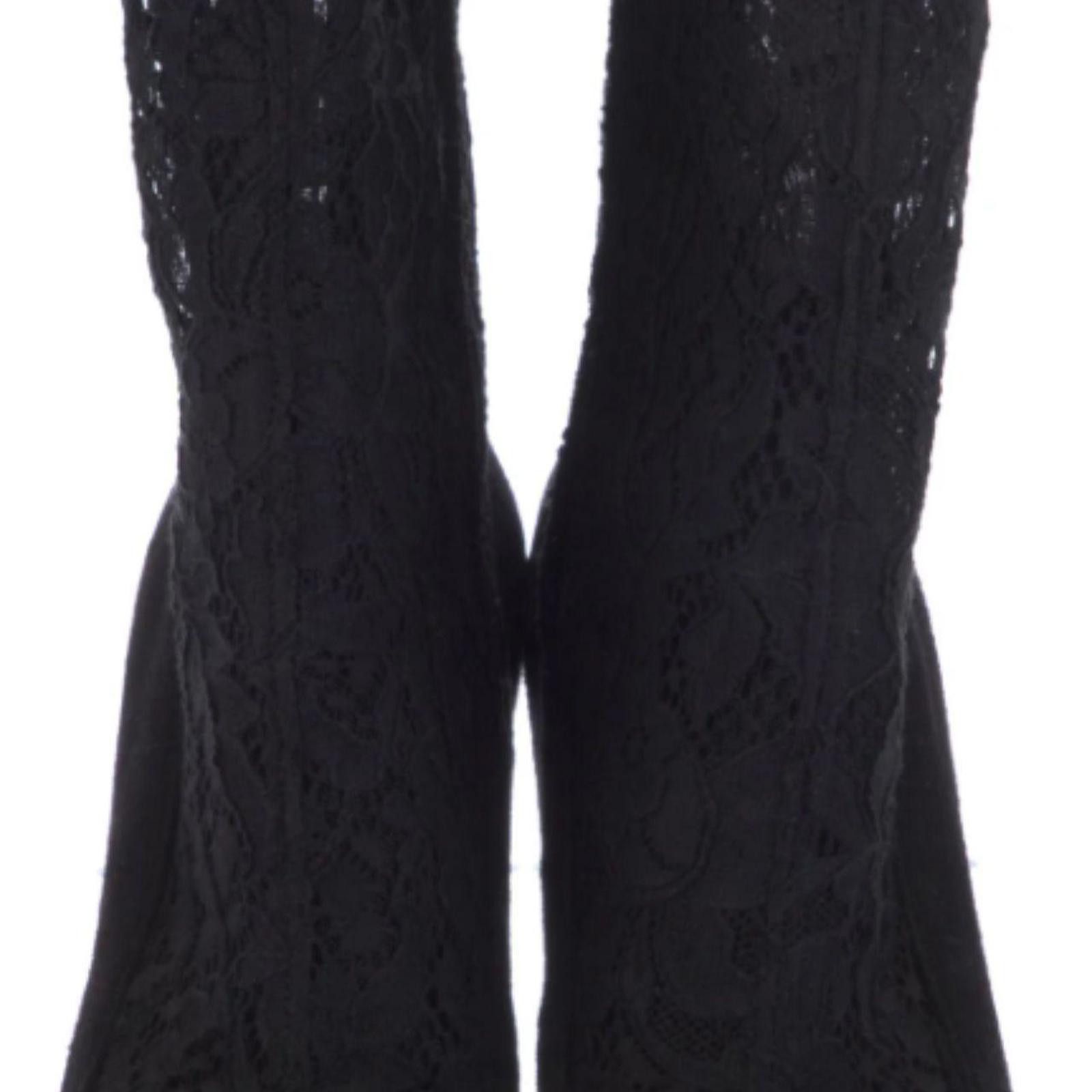 Dolce & Gabbana Dolce & Gabbana Vintage Black Suede & Lace Boots, Size 5 Size US 5 / IT 35 - 3 Thumbnail