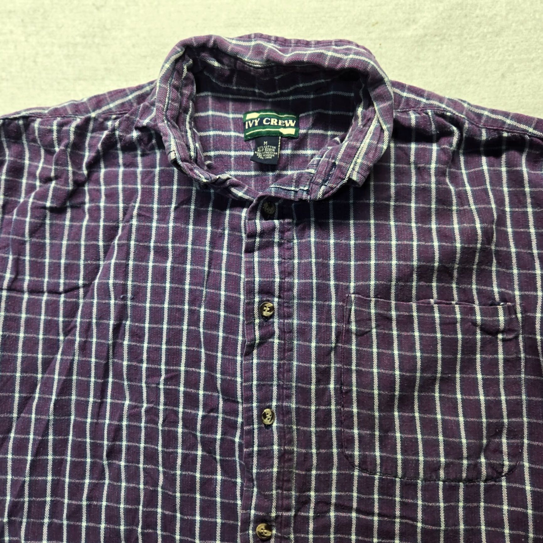 Vintage VINTAGE Ivy Crew Shirt Purple Plaid Flannel Long Sleeve Button-Up Adult M Medium Men's Shirt Purple Plaid Flannel Button-Up" Size US M / EU 48-50 / 2 - 2 Thumbnail