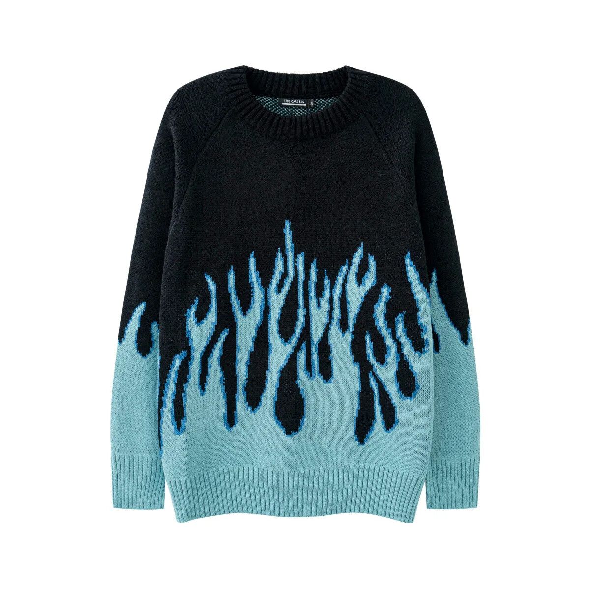 Vintage Y2k Fire Flame Knitted Oversized Sweater | Grailed