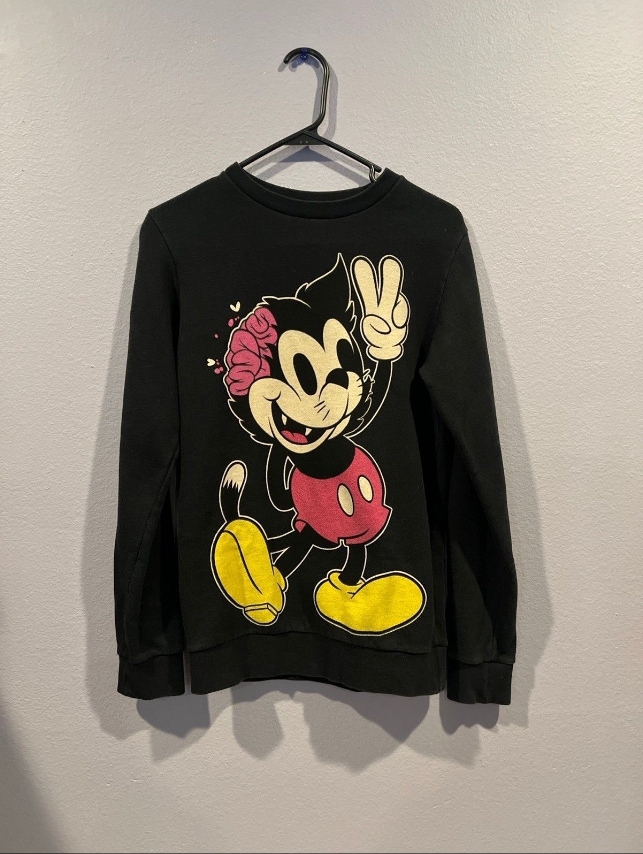 image of Drop Dead Kitty Mouse Brainz Crewneck Size Men’S Extra Small in Black, Men's