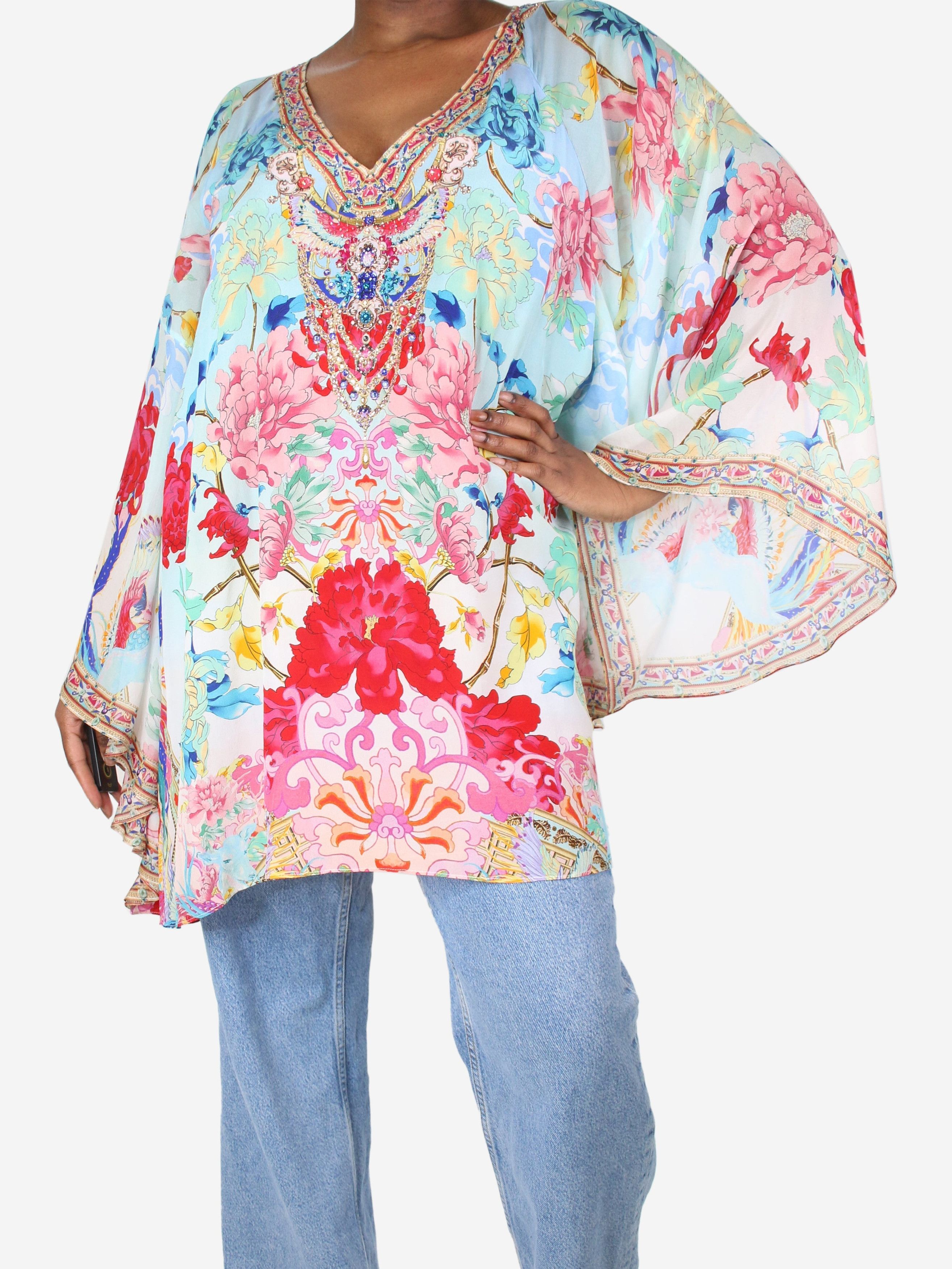 image of Camilla Multicoloured Floral Embellished Kaftan - Size S/m, Women's