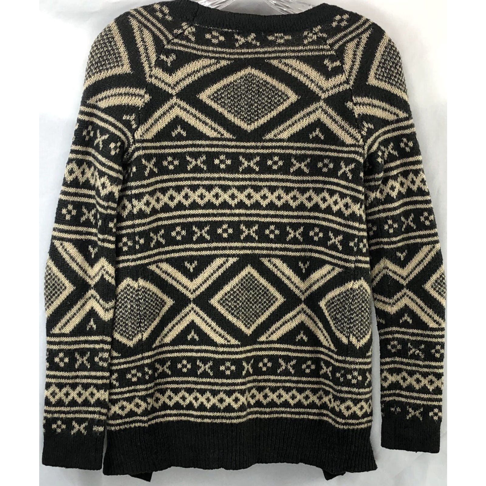 Vintage VINTAGE Charlotte Russe Cardigan Sweater XS Gray Tan Fair Isle Boho Geo Open Raglan Sleeve Regular Women’s Slim? Size XS / US 0-2 / IT 36-38 - 2 Thumbnail