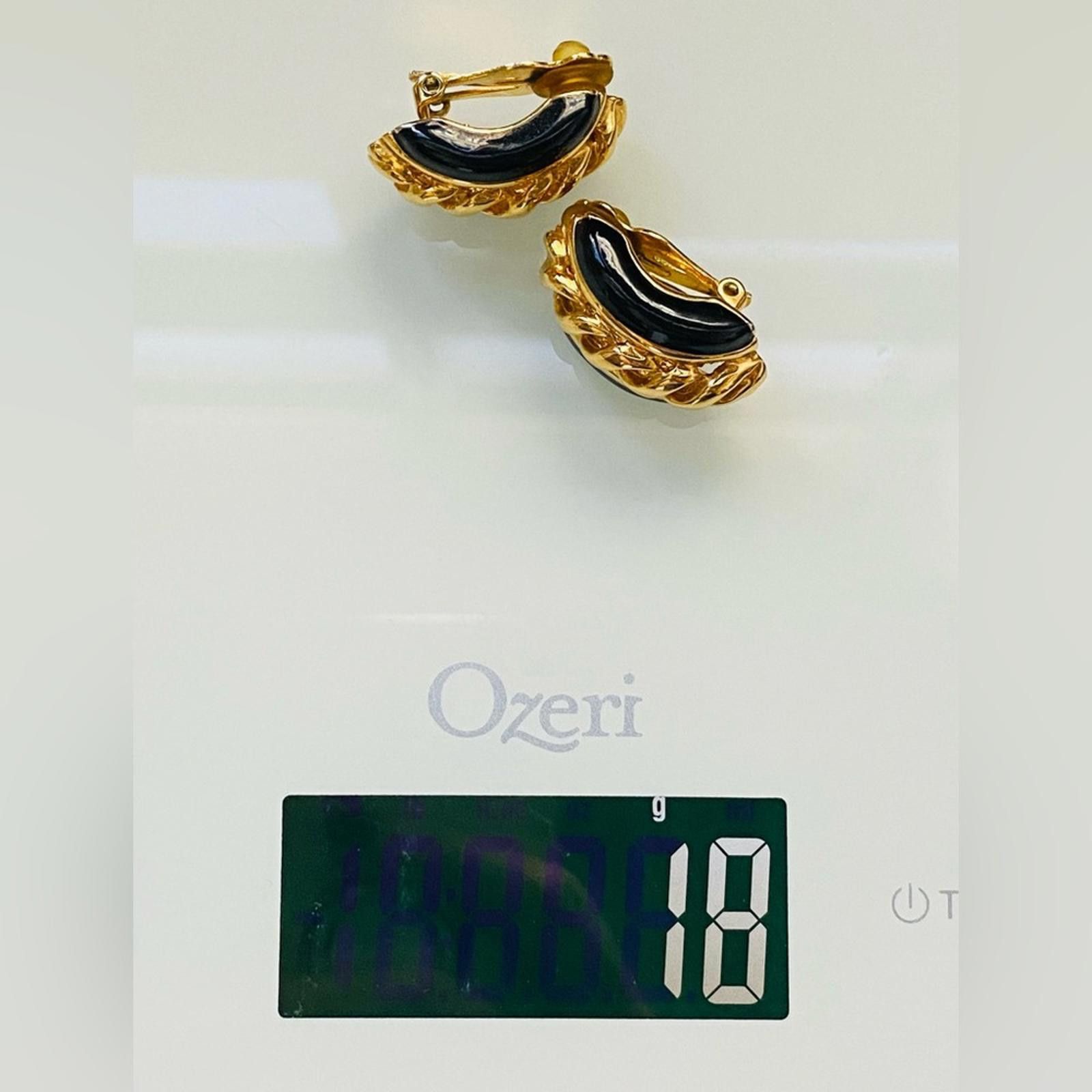 St. John Vintage St. John Gold Black Enamel Clip Earrings Size ONE SIZE - 6 Thumbnail