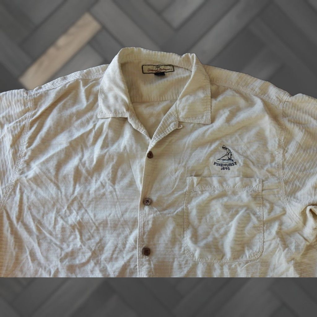 Tommy Bahama Tommy Bahama Men's Short Sleeve Silk Hawaiian Shirt Size Large Beige Size US L / EU 52-54 / 3 - 1 Thumbnail