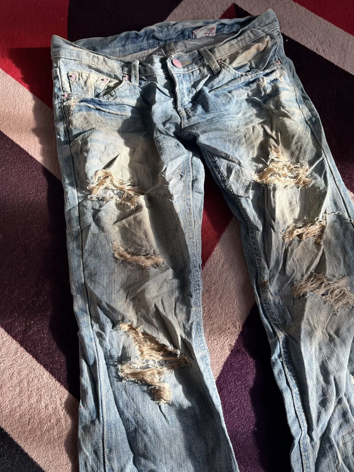 Japanese Brand IfSixWasNine Distressed flare Denim Style Slinky Size US 30 / EU 46 - 2 Thumbnail