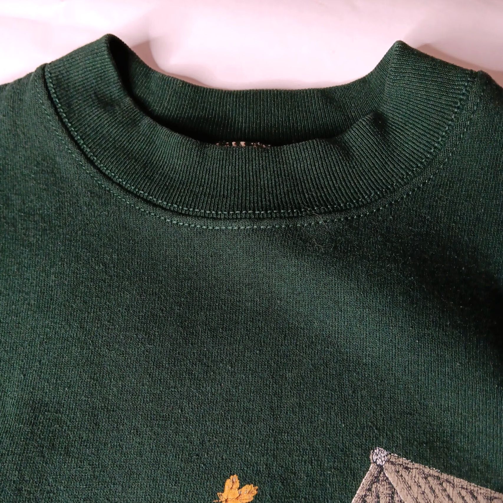 Fruit Of The Loom VINTAGE Fruit of the Loom Sweatshirt Nature Green Crew Neck Long Sleeve Pullover Women L Fall Cotton Polyester Knit Birds Tree Leaves Sweatshirt Size L / US 10 / IT 46 - 3 Thumbnail