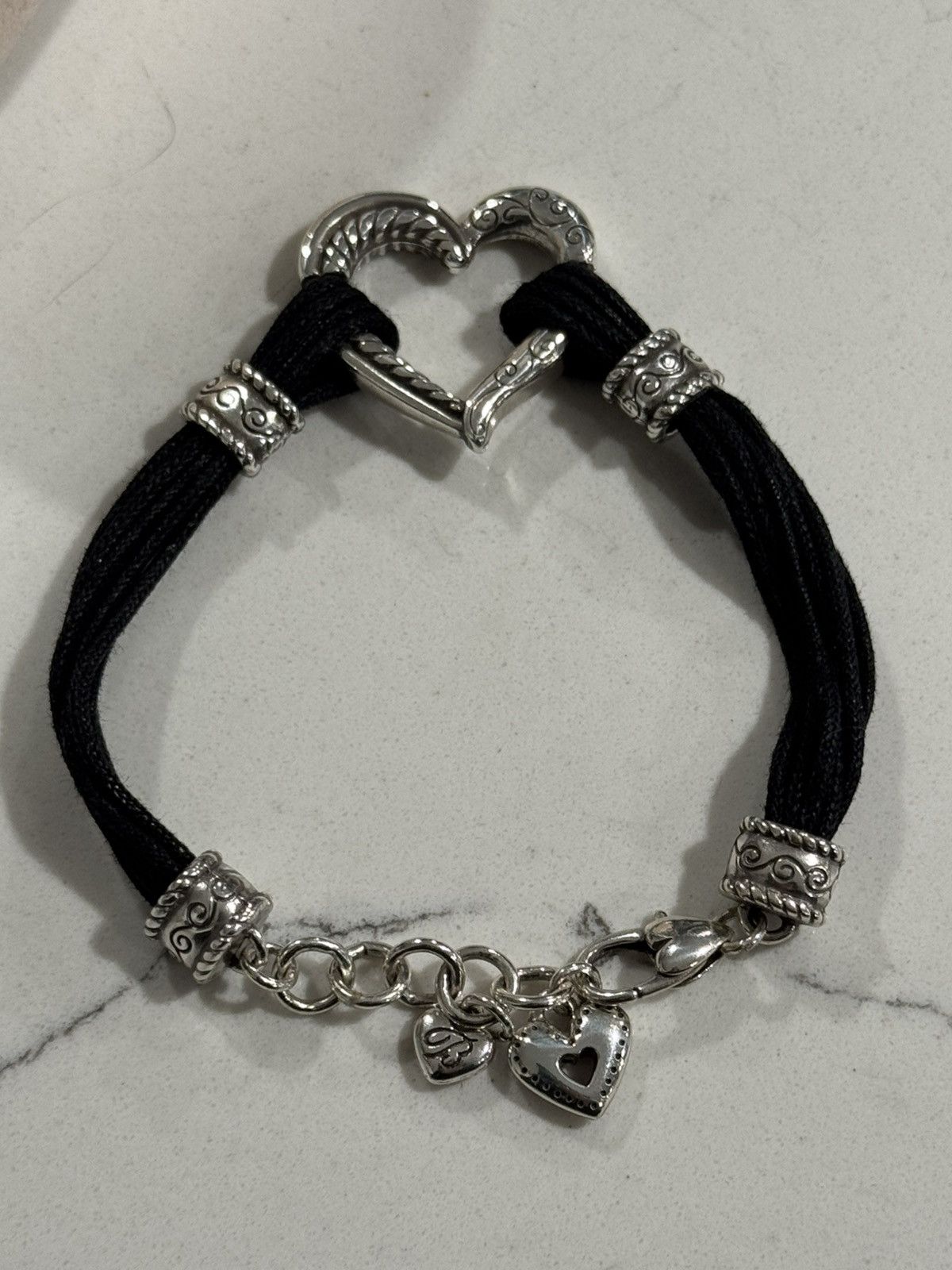 Brighton Brighton Heritage Heart Corded Bracelet Sterling Silver Size ONE SIZE - 2 Thumbnail