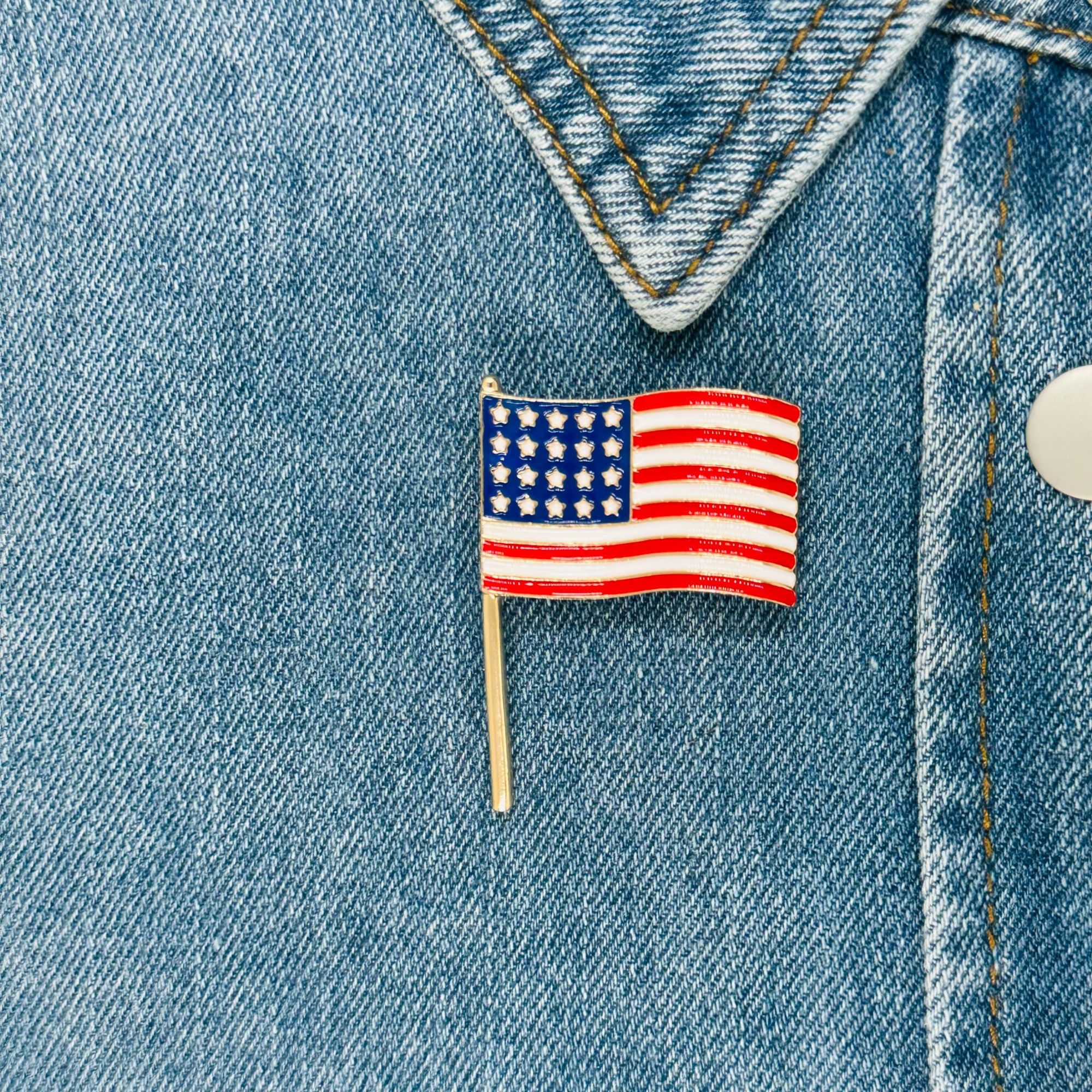 Other 🇺🇸USA American Flag Pin Classic Enamel Brooches National F Size ONE SIZE - 1 Thumbnail
