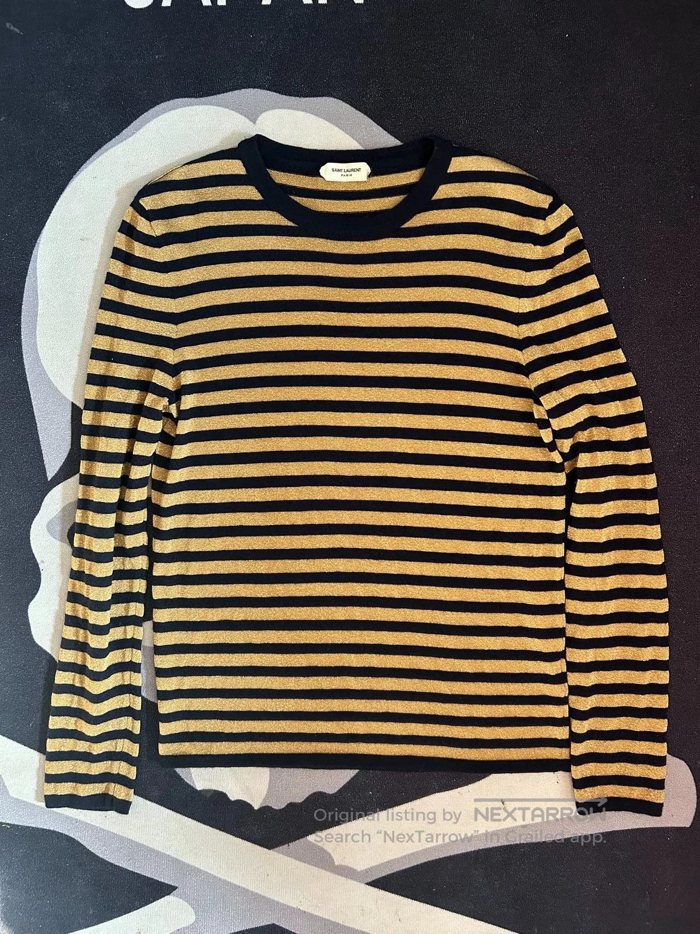 Saint Laurent Paris Saint Laurent Gold Stripe Knit Sweater. Size US S / EU 44-46 / 1 - 1 Thumbnail