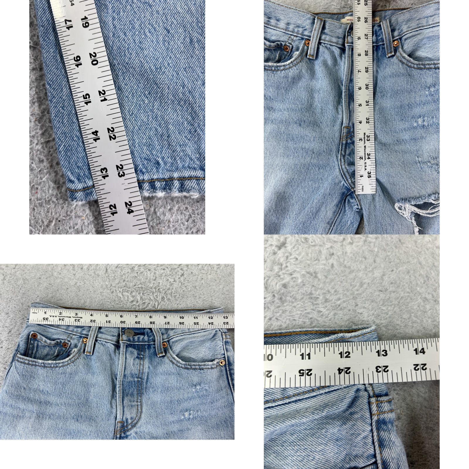 Levi's Levi's Jeans Women Blue Denim Wedgie Fit 500 Series Straight Button 26 Regular 5-Pocket Distressed Vintage No N/A Size 26" / US 2 / IT 38 - 9 Thumbnail