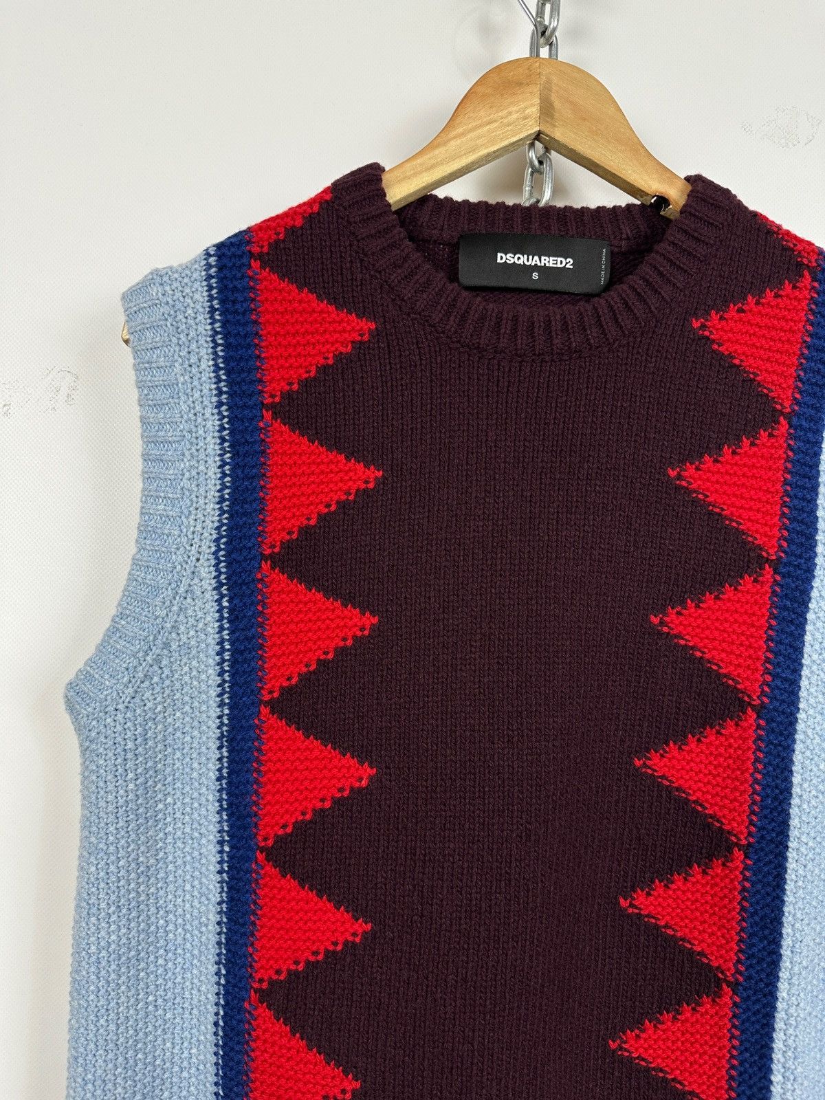 Dsquared2 Dsquared2 Geometric Wool Knit Sweater Sleeveless Vest Size US S / EU 44-46 / 1 - 5 Thumbnail