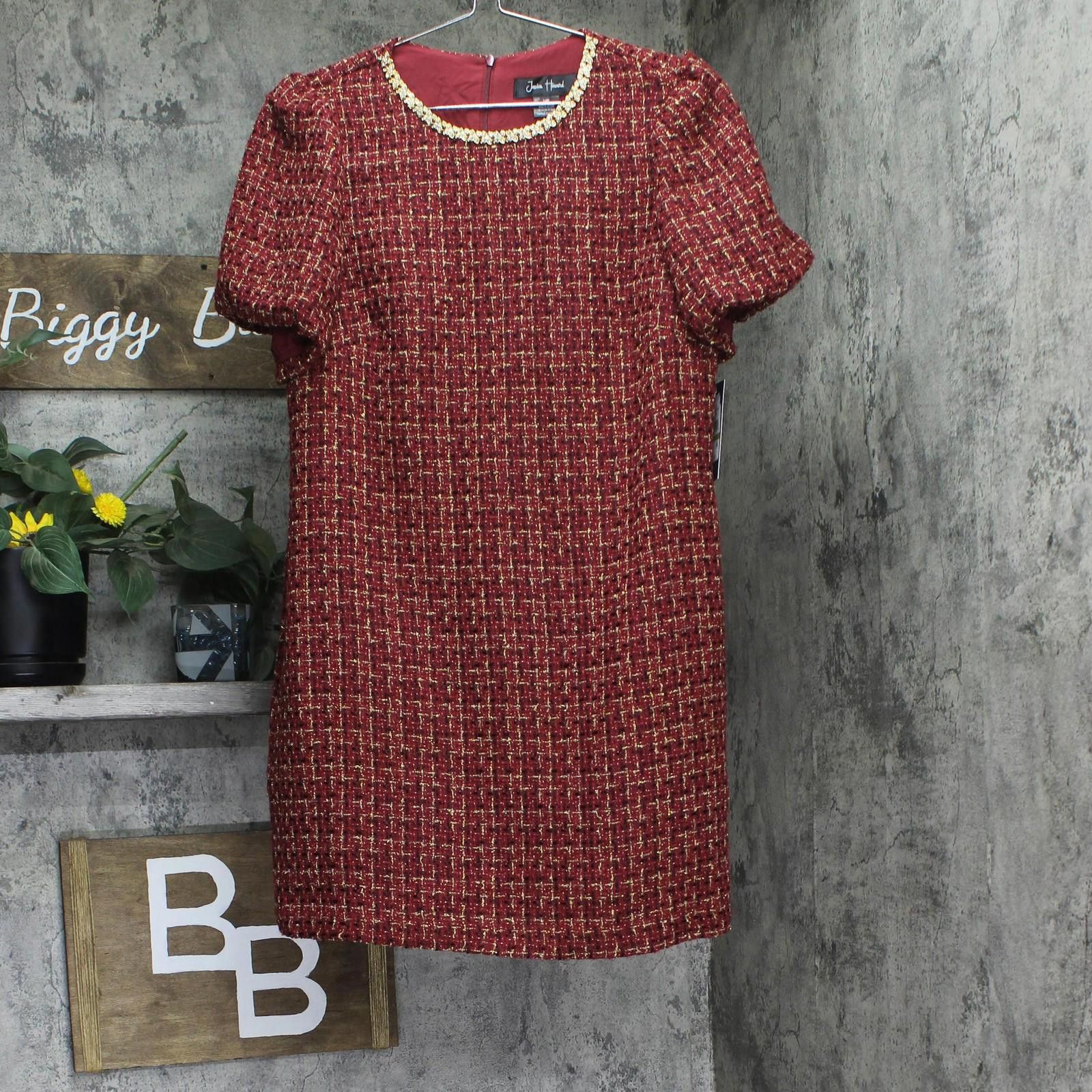 Other Jessica Howard Tweed Embellished Shift Dress Red / Gold 14p Size XL / US 12-14 / IT 48-50 - 1 Thumbnail
