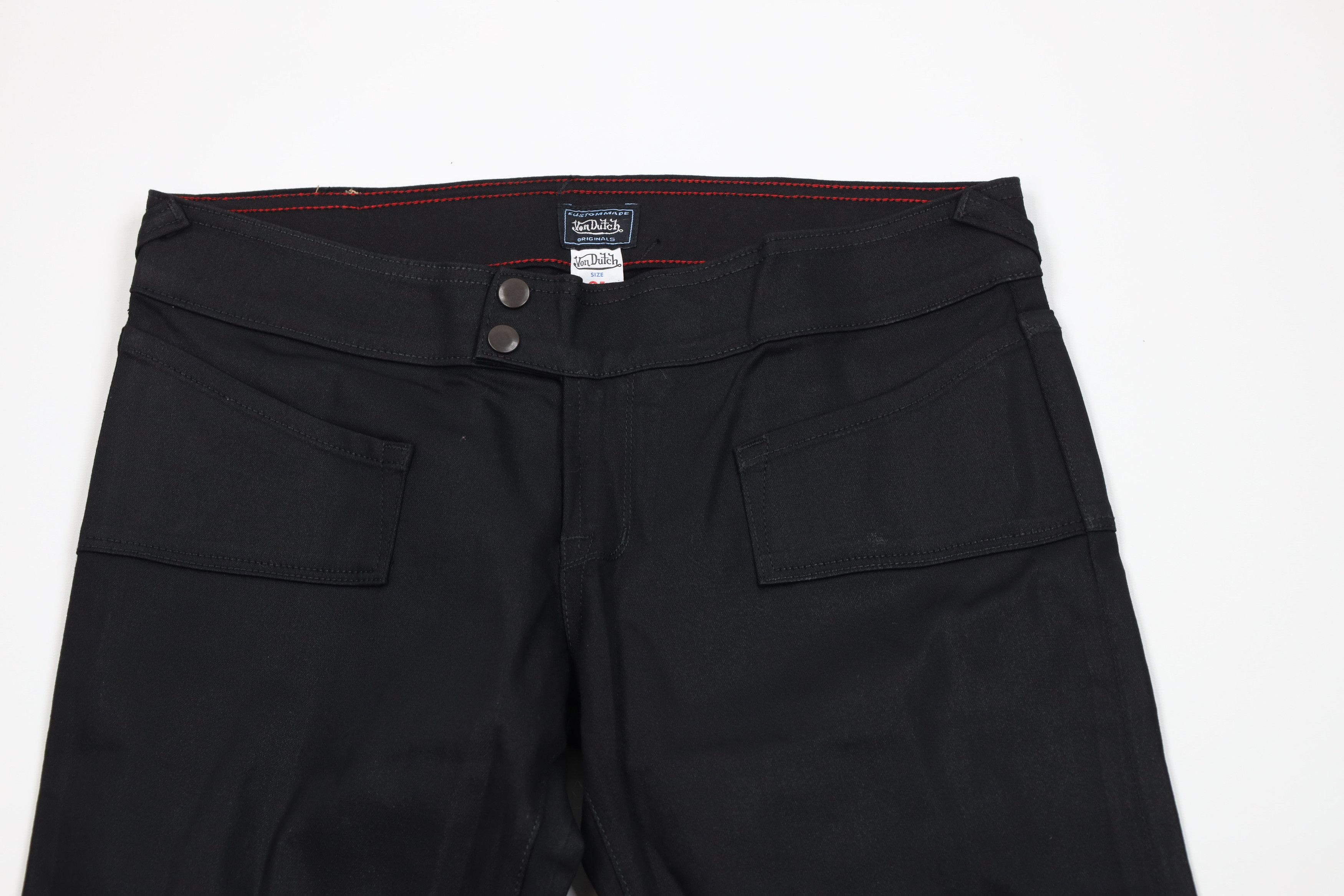 Von Dutch Vintage 90s Y2K Von Dutch Flared Wide Leg Pants Black USA Size 31" - 2 Thumbnail