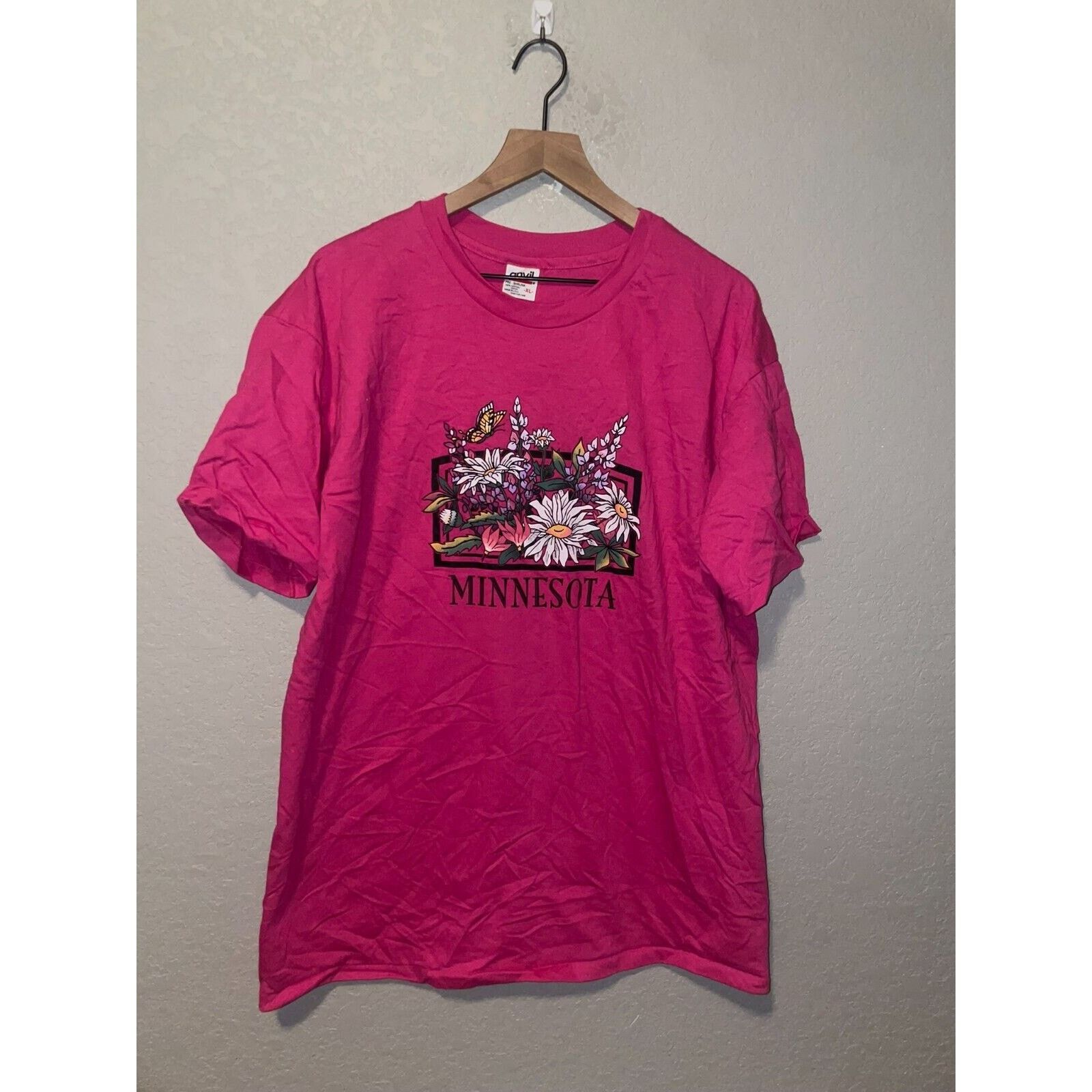 Anvil Vintage Minnesota Wildflower Shirt Flower Pink Tee 90s VTG X Size US XL / EU 56 / 4 - 1 Thumbnail