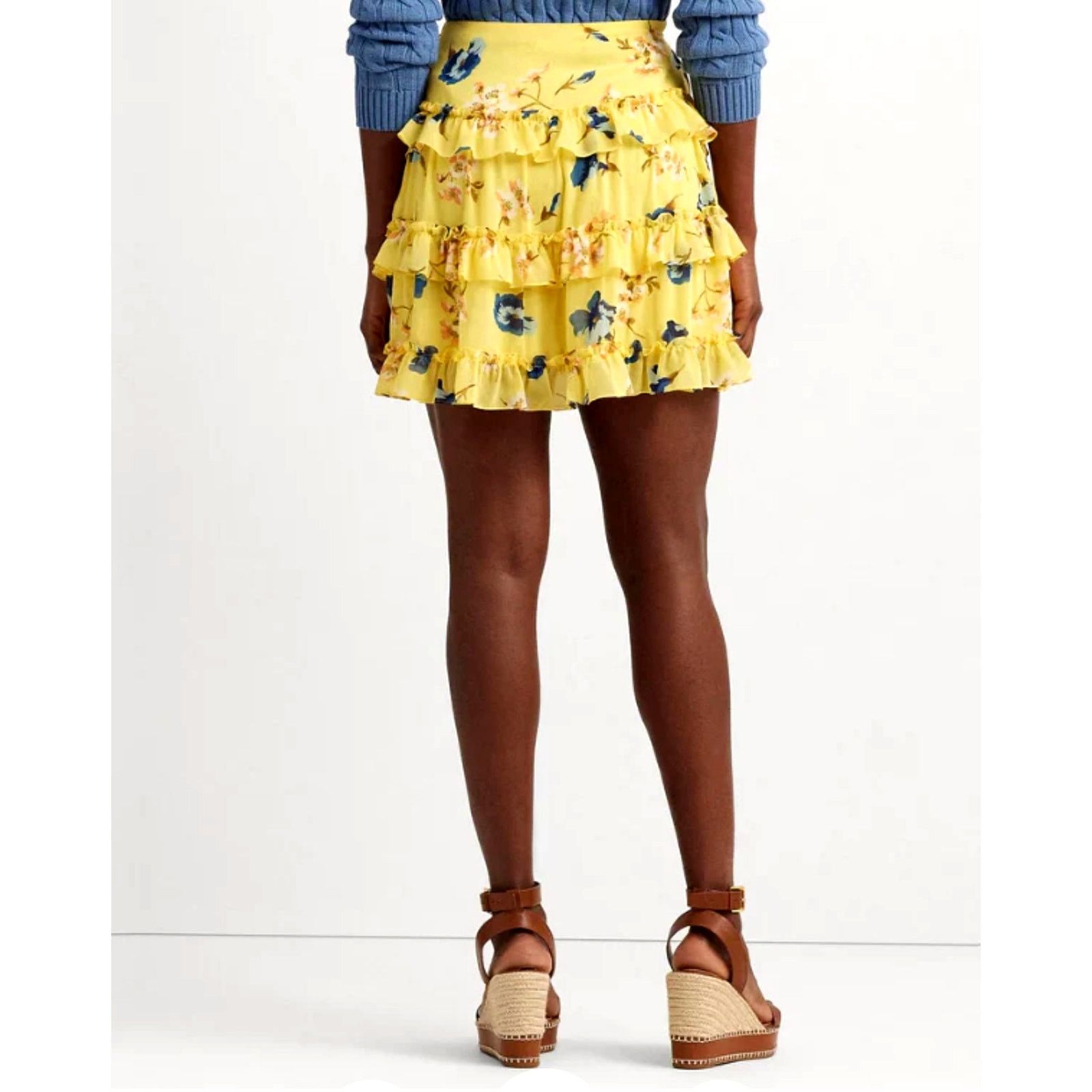 Ralph Lauren Ralph Lauren Tiered Georgette Floral Mini Skirt Yellow 8 Size 30" / US 8 / IT 44 - 6 Thumbnail