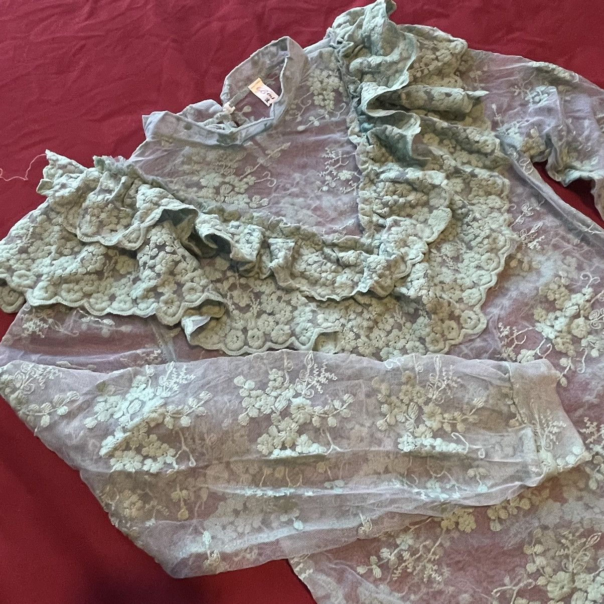 Japanese Brand × Vintage Japanese Lace Ruffles Mesh Top Size M / US 6-8 / IT 42-44 - 1 Thumbnail