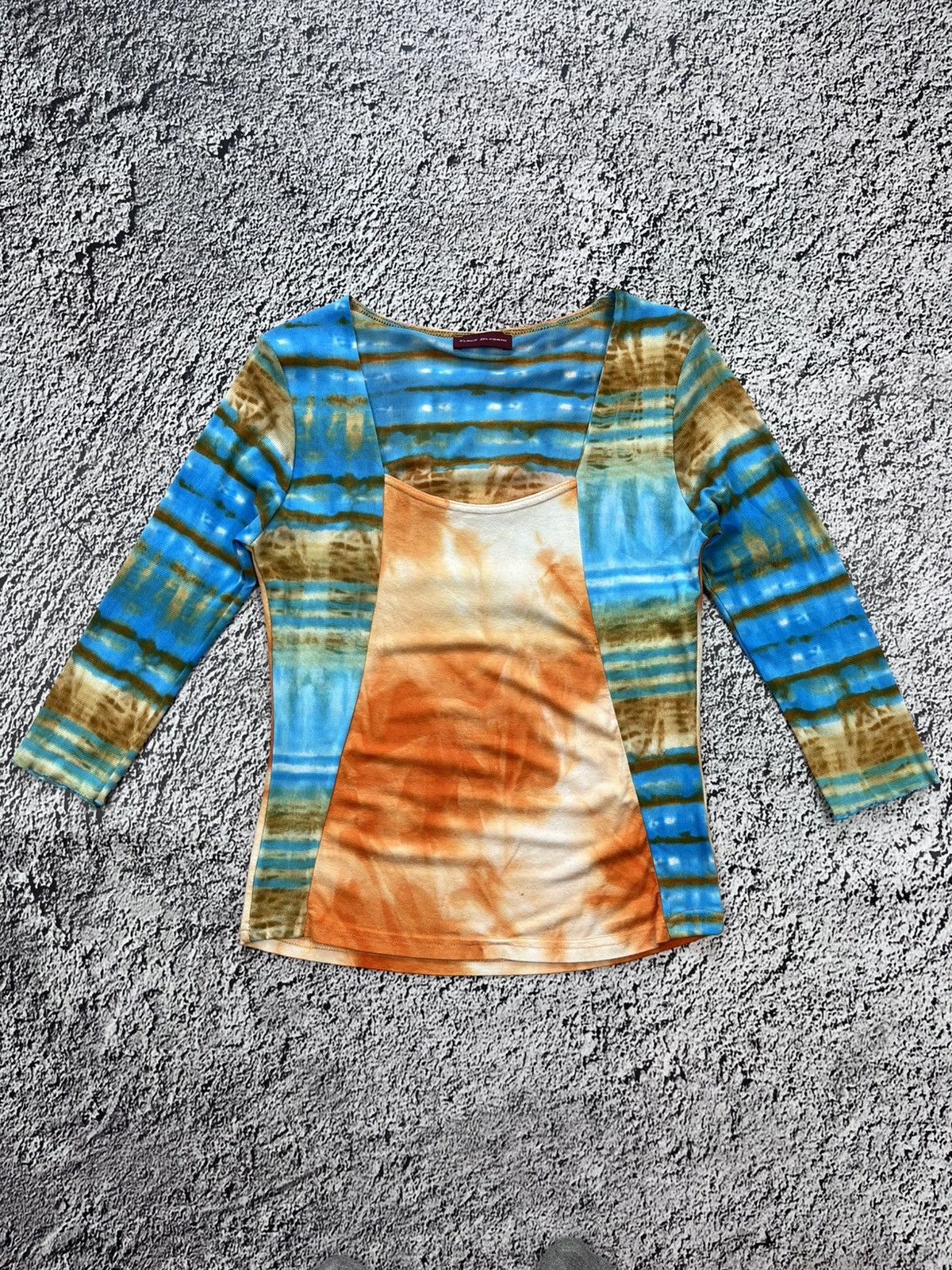 Japanese Brand Vintage 90s abstract mesh sleeve printed 3/4 top size M Size M / US 6-8 / IT 42-44 - 1 Thumbnail
