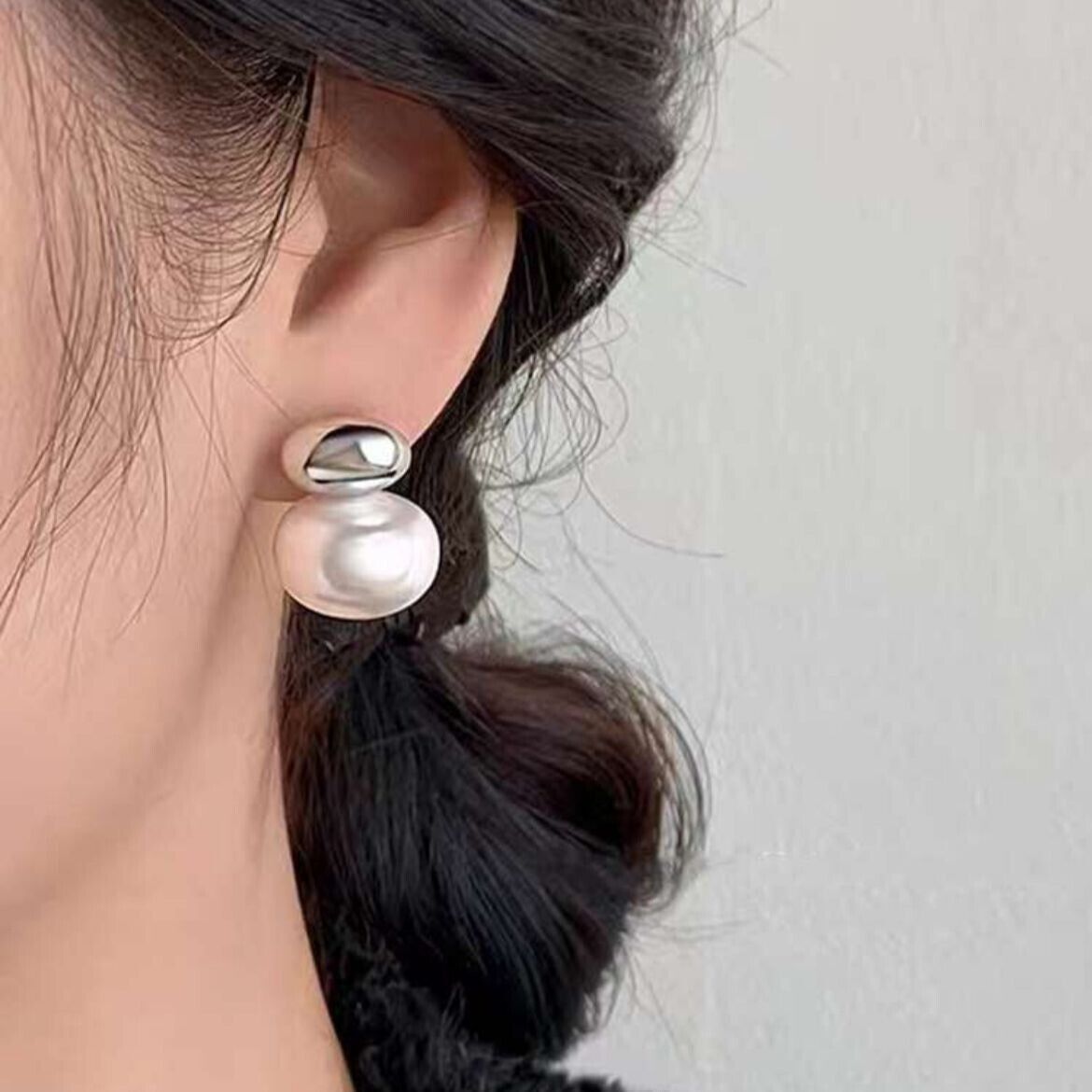 Other New Earrings Women Leaf Elegance Pearl Silver Basics Stud Je Size ONE SIZE - 6 Thumbnail