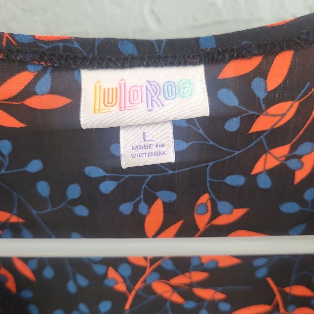 Other LuLaRoe Black with Red and Blue Leaves Joy Vest - Large Size L / US 10 / IT 46 - 3 Thumbnail