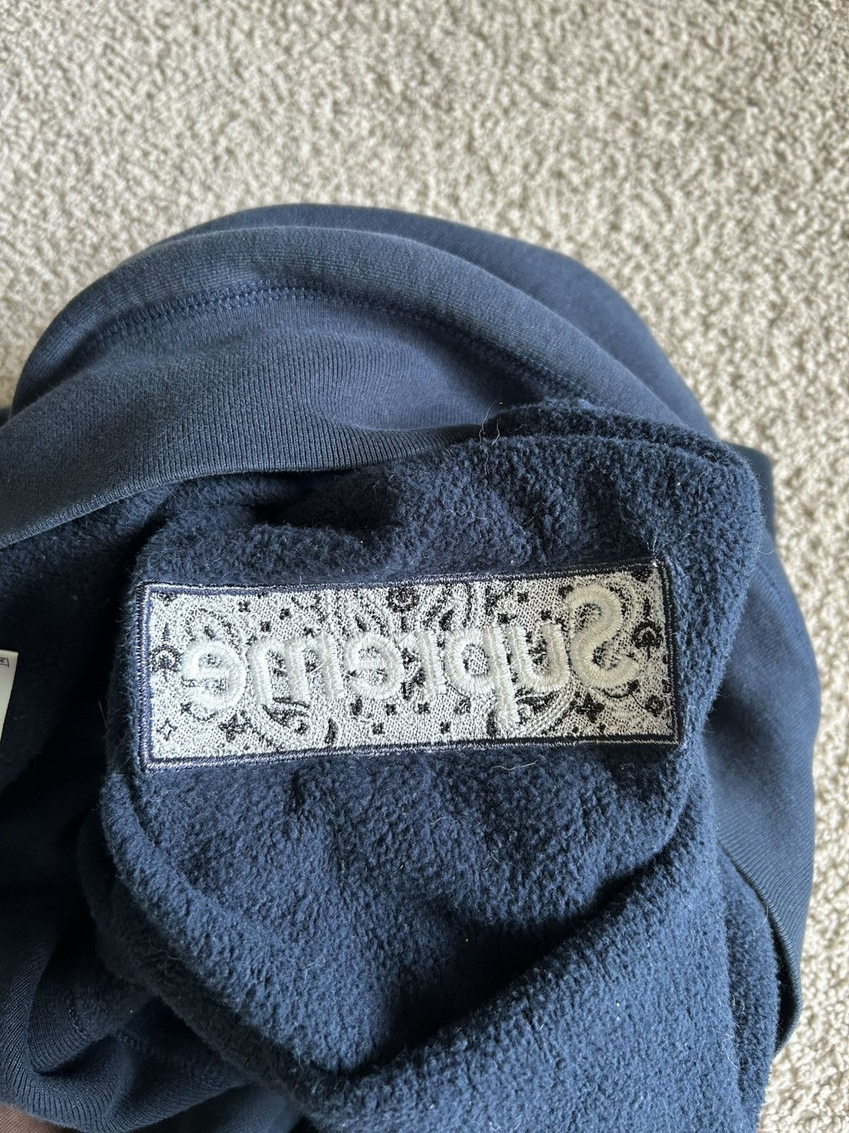 Supreme Supreme Bandana Box Logo Hoodie Navy Size Medium Size ONE SIZE - 13 Thumbnail