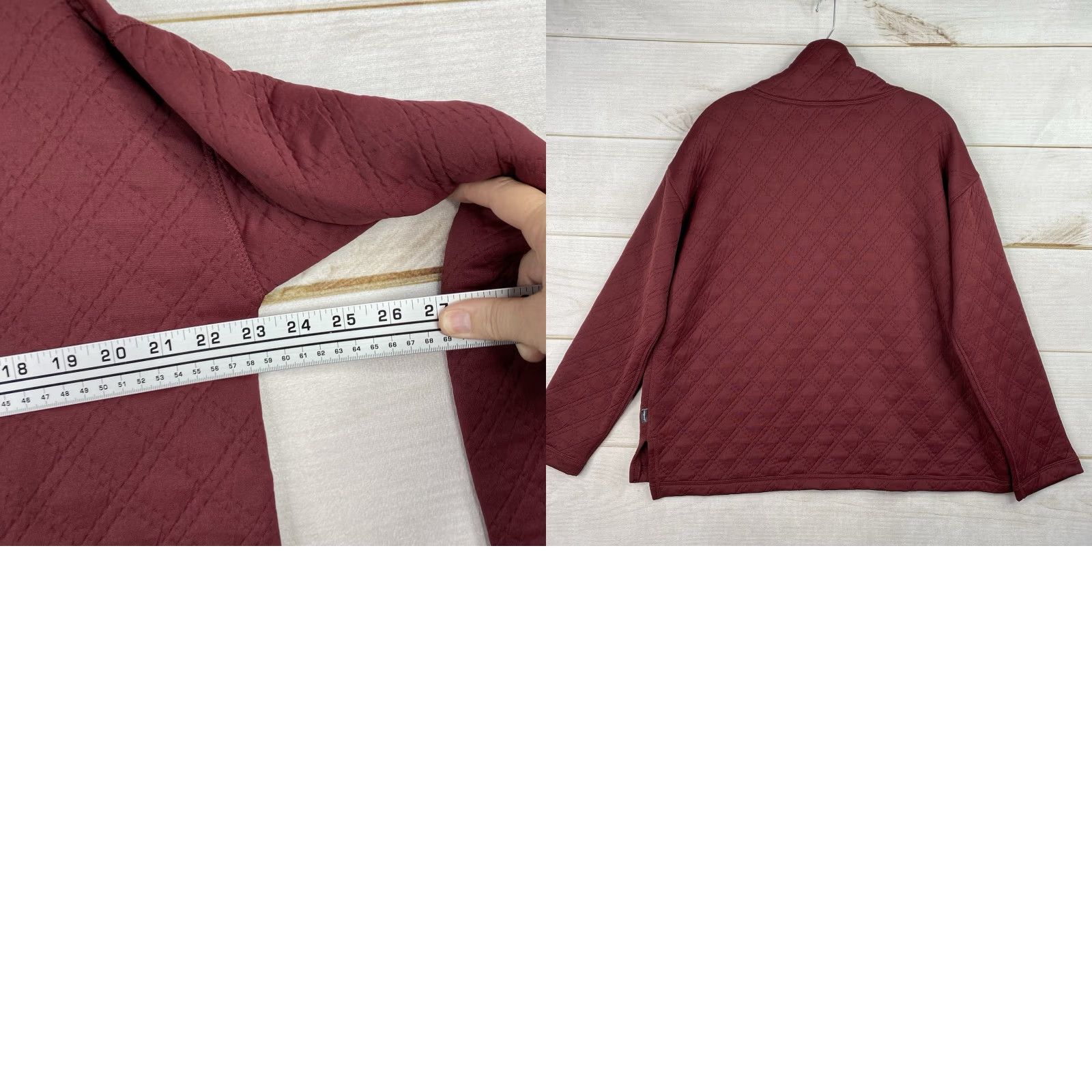 Eddie Bauer Eddie Bauer Sweater Women L Ascents Burgundy Quilted Pullover Mock Neck Top Size L / US 10 / IT 46 - 8 Thumbnail