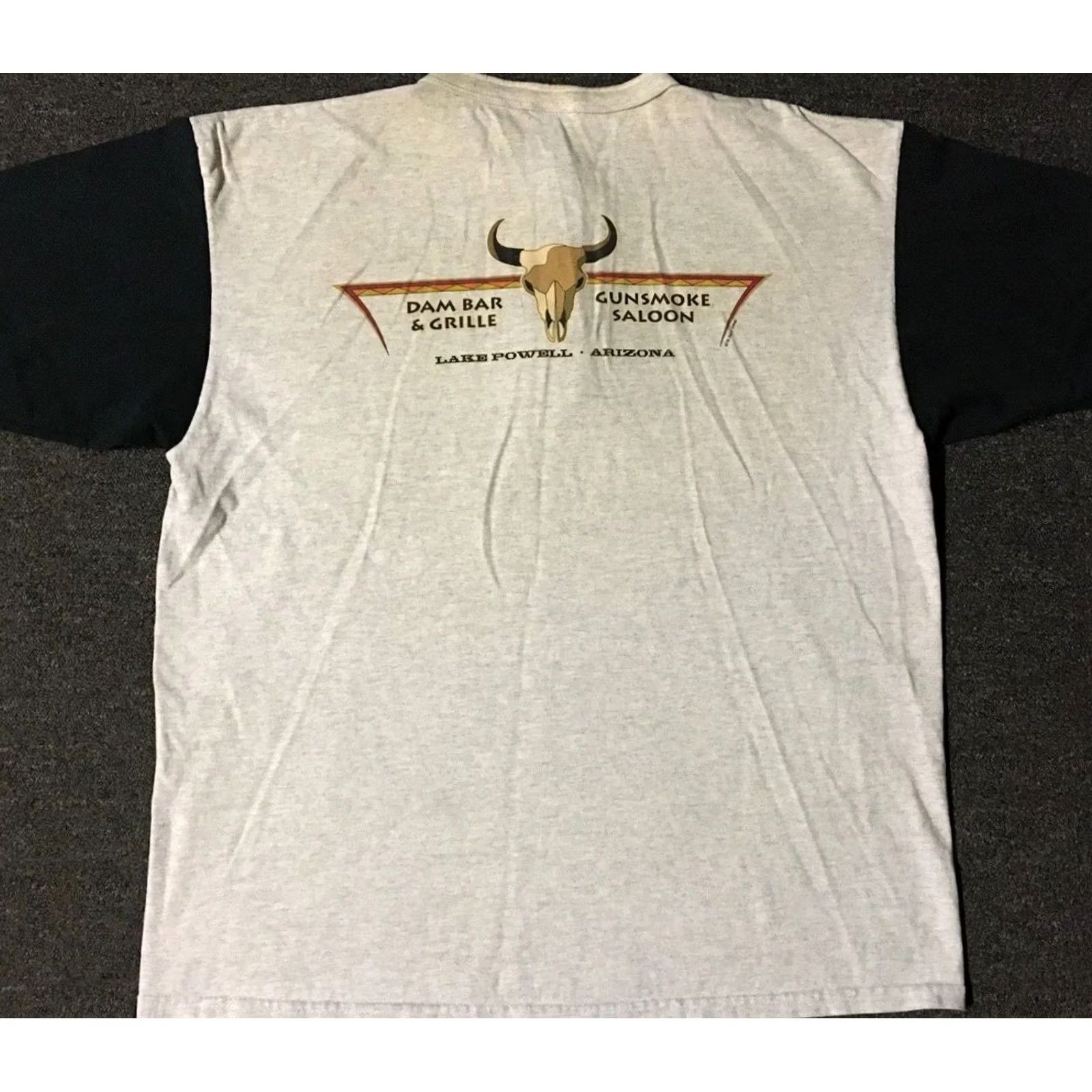 Vintage VINTAGE Lake Powell Dam Bar Faded Shirt XL Gray/BW Biker Grunge 90s USA Arizona Motorcycle Graphic Tee Mens Size US XL / EU 56 / 4 - 2 Thumbnail