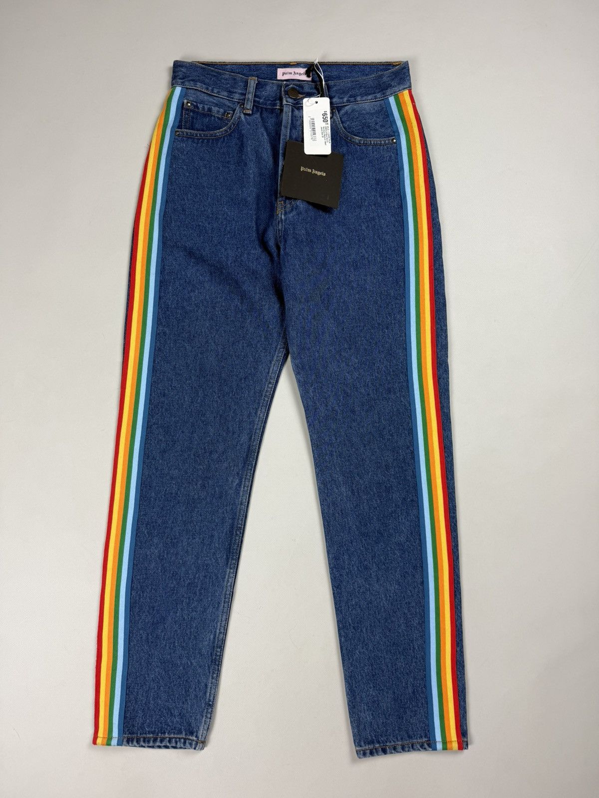 Palm Angels BNWT! Palm Angels Blue Denim Rainbow Medium Wash Jeans Pants Size 28" / US 6 / IT 42 - 1 Thumbnail