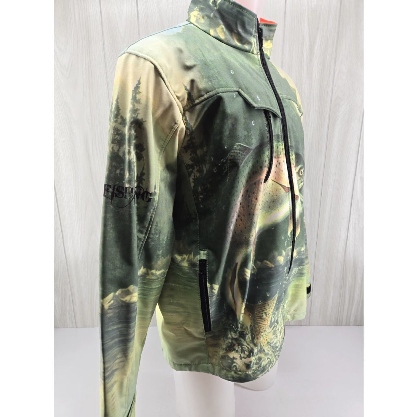 Gloverall IceField Trout Fishing All Over Print Green Gore Tex Jacket Soft Shell 2XL Mens Windbreaker Regular Size XL? Size US XXL / EU 58 / 5 - 6 Thumbnail