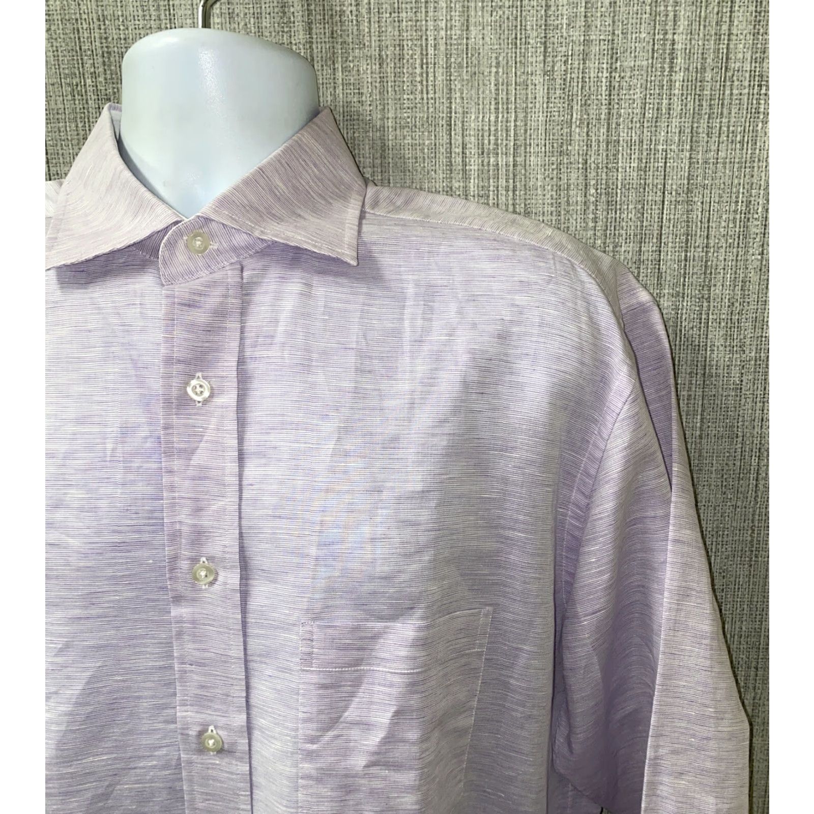 Vintage Enzo Mantovani Mens Purple Linen Long Sleeve Button Down Shirt Large Size US L / EU 52-54 / 3 - 2 Thumbnail