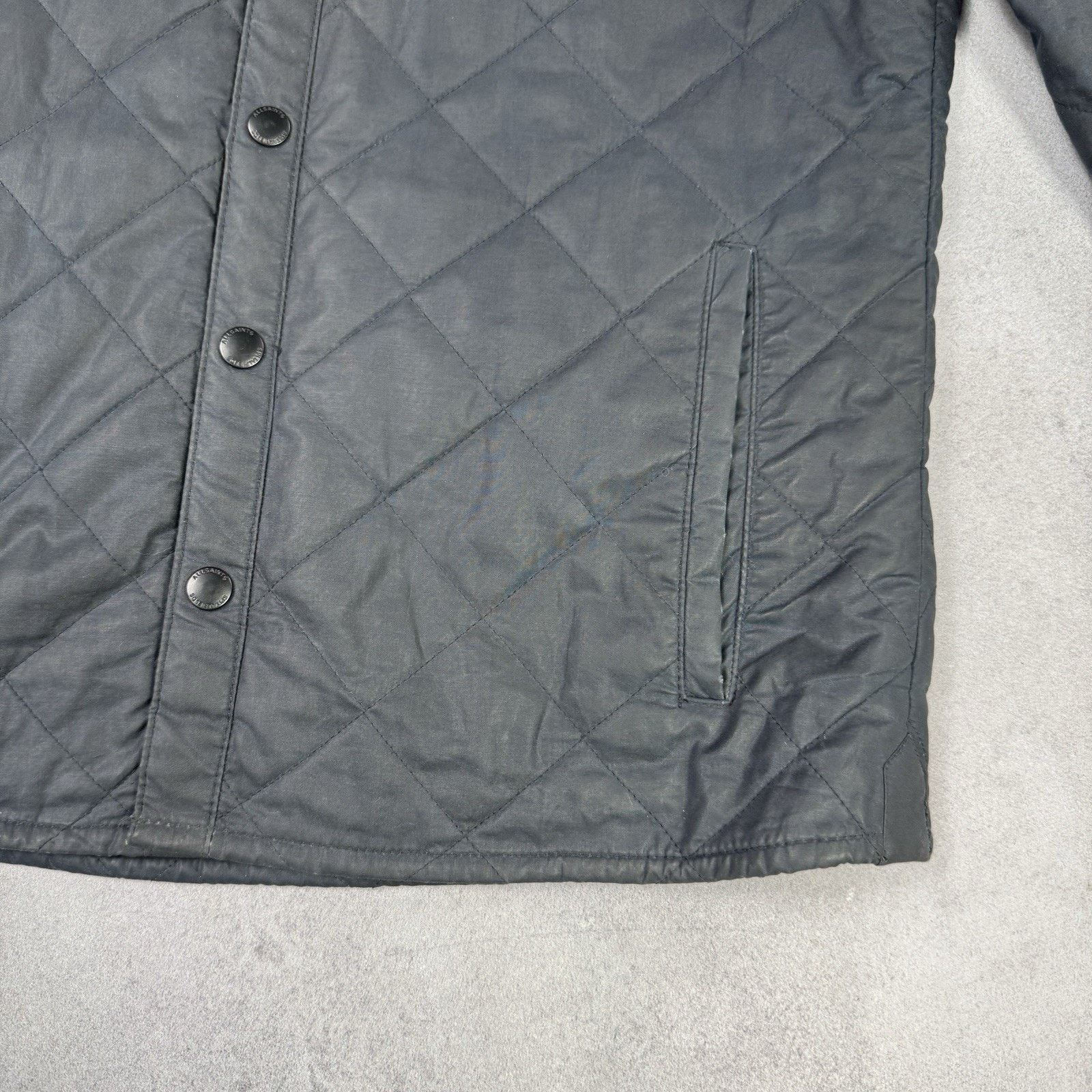 Allsaints Allsaints Spitalfields Waxed Quilted Jacket Blue Size M Size US M / EU 48-50 / 2 - 9 Thumbnail