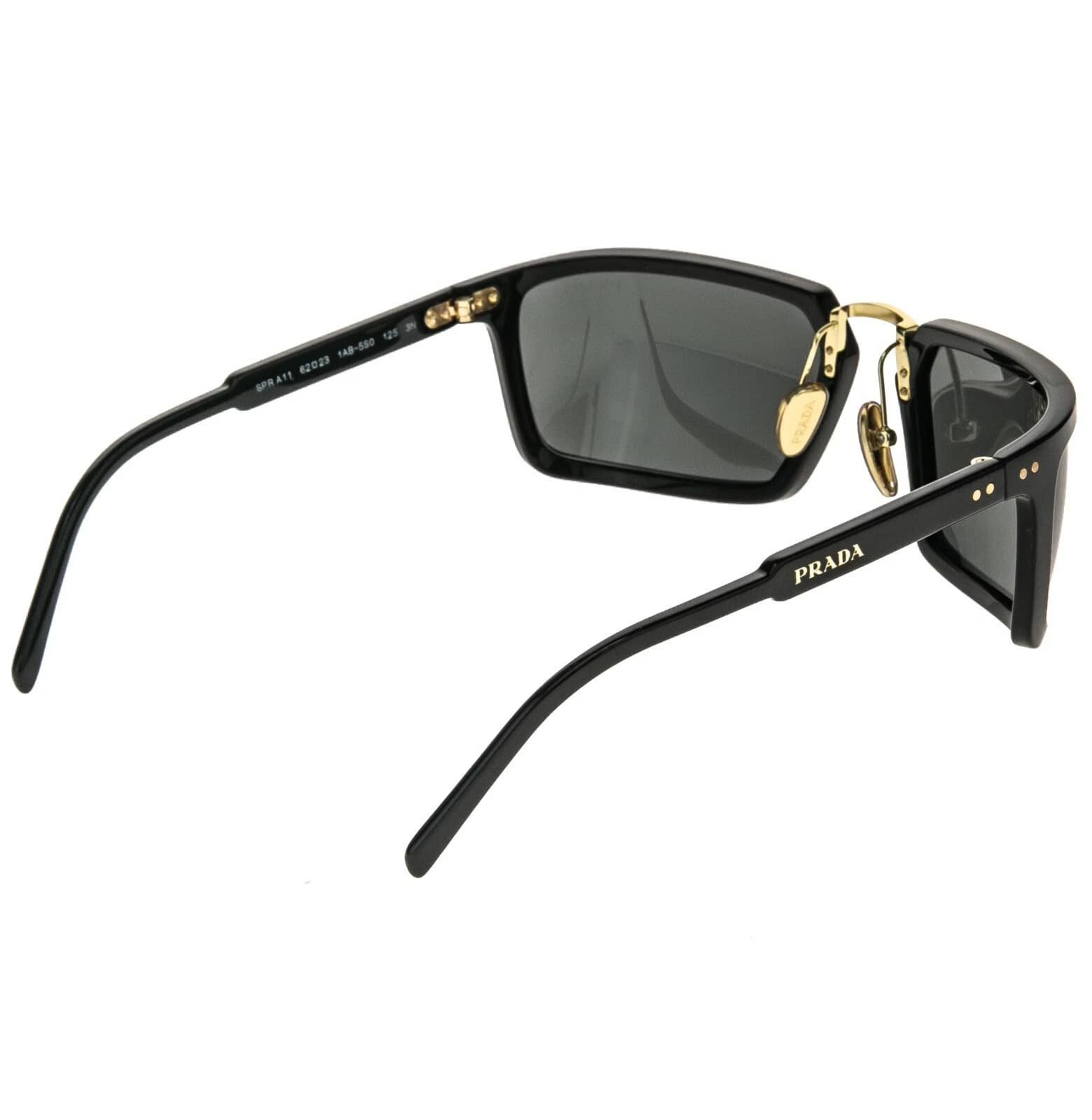 Prada PRADA A11 PRA11S Black Gold Logo Wrap Mask Unisex Sunglasses Size ONE SIZE - 2 Thumbnail