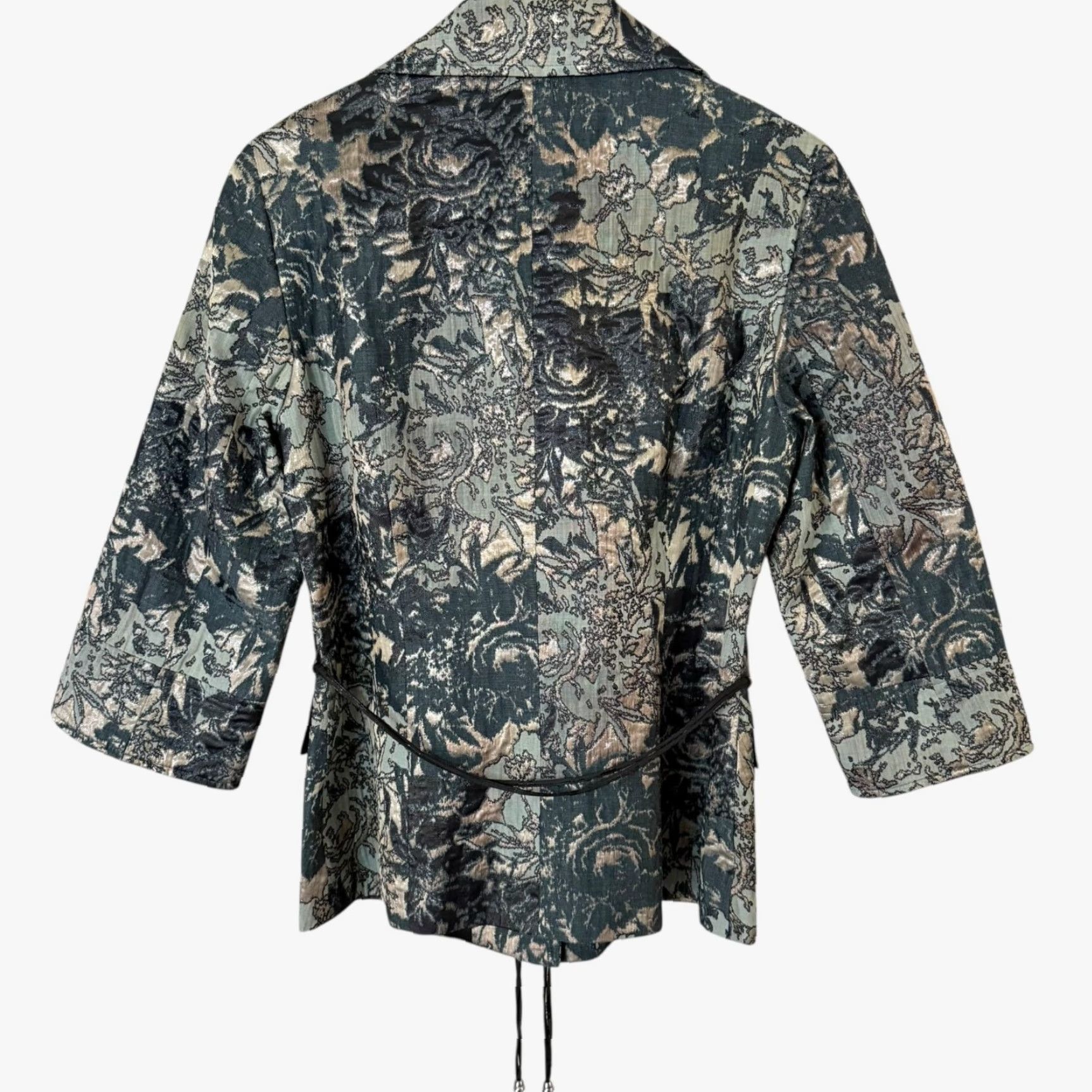 Vintage Lafayette 148 Helena Brocade Jacquard Blazer Jacket Green & Gold Women's Size 6 Blazer Jacquard Suit Jacket/Blazer Womens 6 Size M / US 6-8 / IT 42-44 - 4 Thumbnail