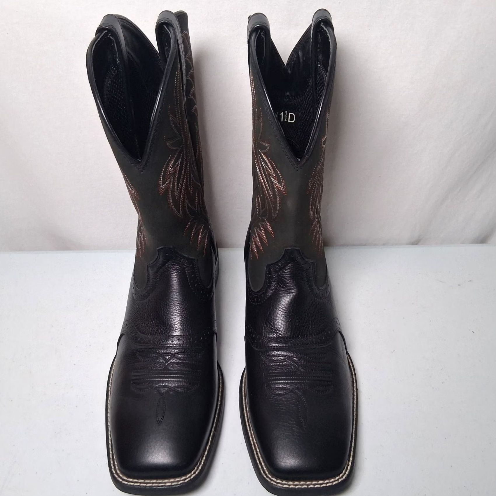 Ariat Ariat Sport Western Boots Men 11 1/2 D Black Cowboy Boots Square Toe Pull On Leather Rugged Ranchwear Rodeo Casual Workwear Mens Size US 12 / EU 45 - 6 Thumbnail