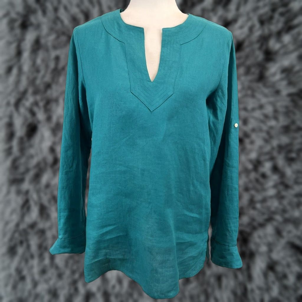 Ralph Lauren Lauren Ralph Lauren Linen Tunic Shirt Sz S Teal Women Size S / US 4 / IT 40 - 1 Thumbnail