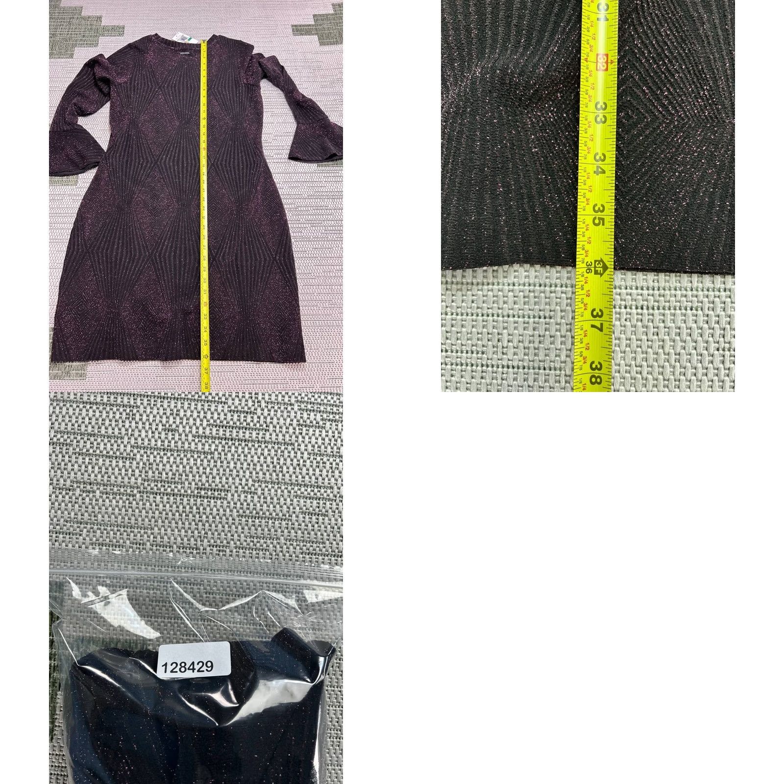 Michael Kors Michael Kors Dress Womens 0x Black Purple Blouson Short A-Line Sleeve Long Neckline Round Zip Size XL / US 12-14 / IT 48-50 - 8 Thumbnail