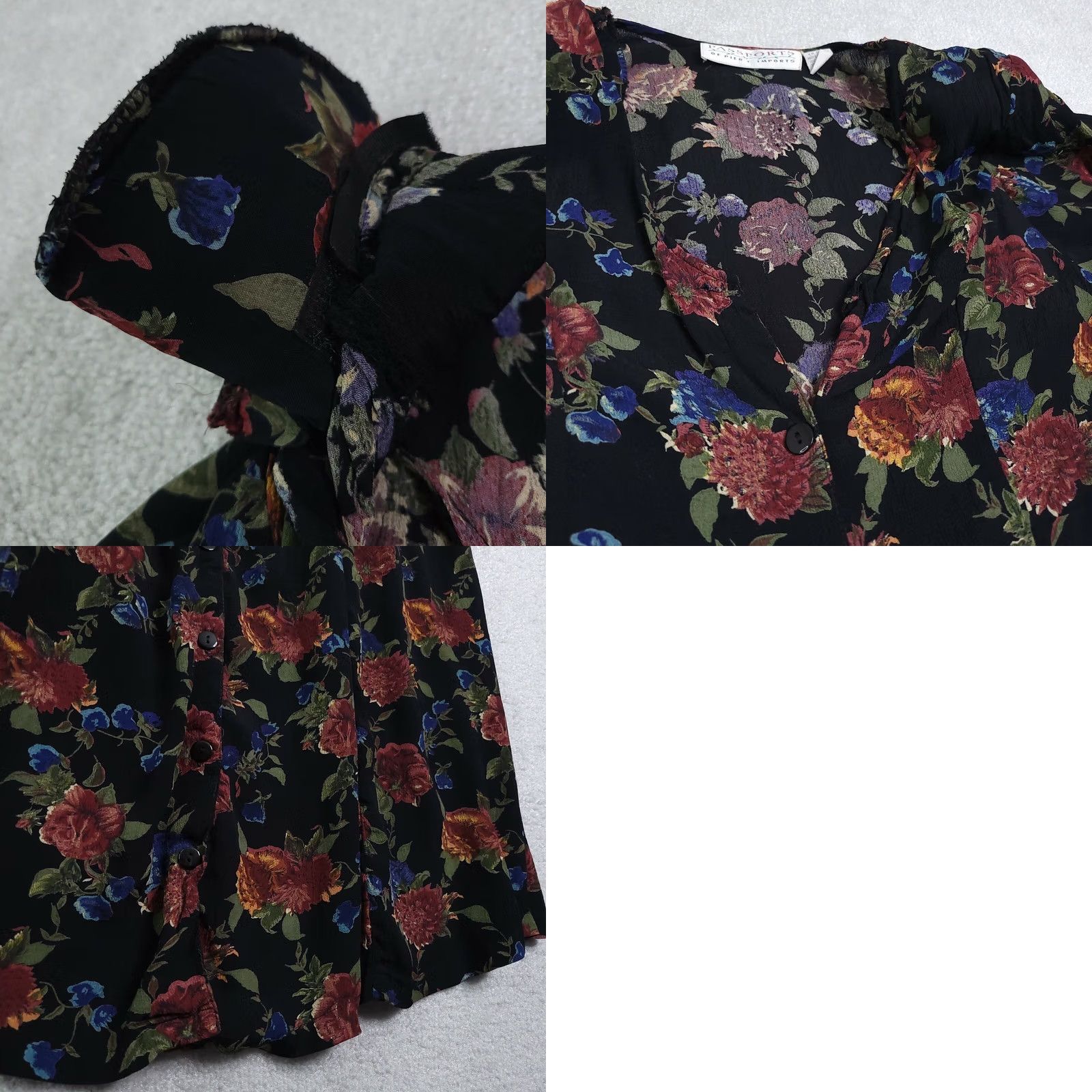 Vintage Vtg Passports Pier 1 Imports Dress Women's Small Floral Removable Shoulder Pads Maxi Hollow? Size S / US 4 / IT 40 - 8 Thumbnail