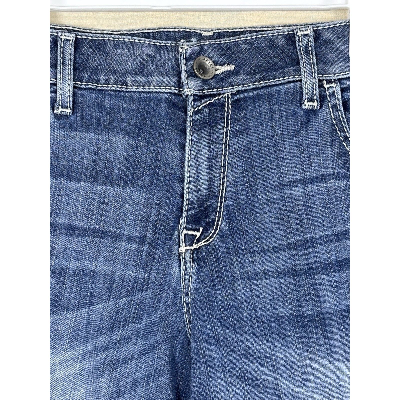 Ariat Women’s Ariat Denim Jeans Size 33R Blue Cropped Frayed Hem Size 33" - 13 Thumbnail