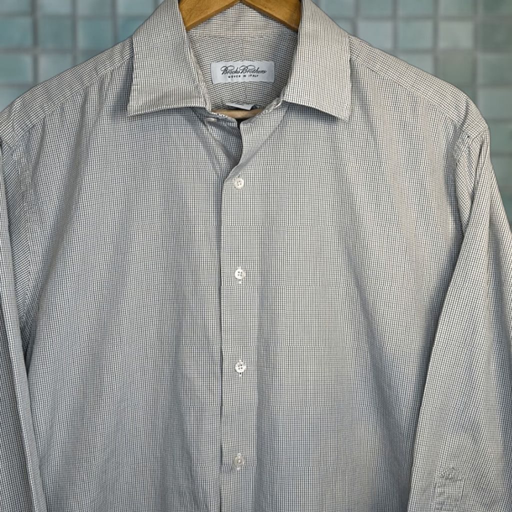 Brooks Brothers Brooks Brothers Dress Shirt Multicolor Checkered Woven Cotton Italy 16 32 Mens Shirt Size 42R - 1 Thumbnail