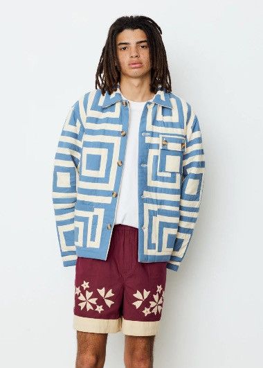 Bode 1495USD Blue White House Steps Reversible Quilted Jacket Size US L / EU 52-54 / 3 - 9 Thumbnail