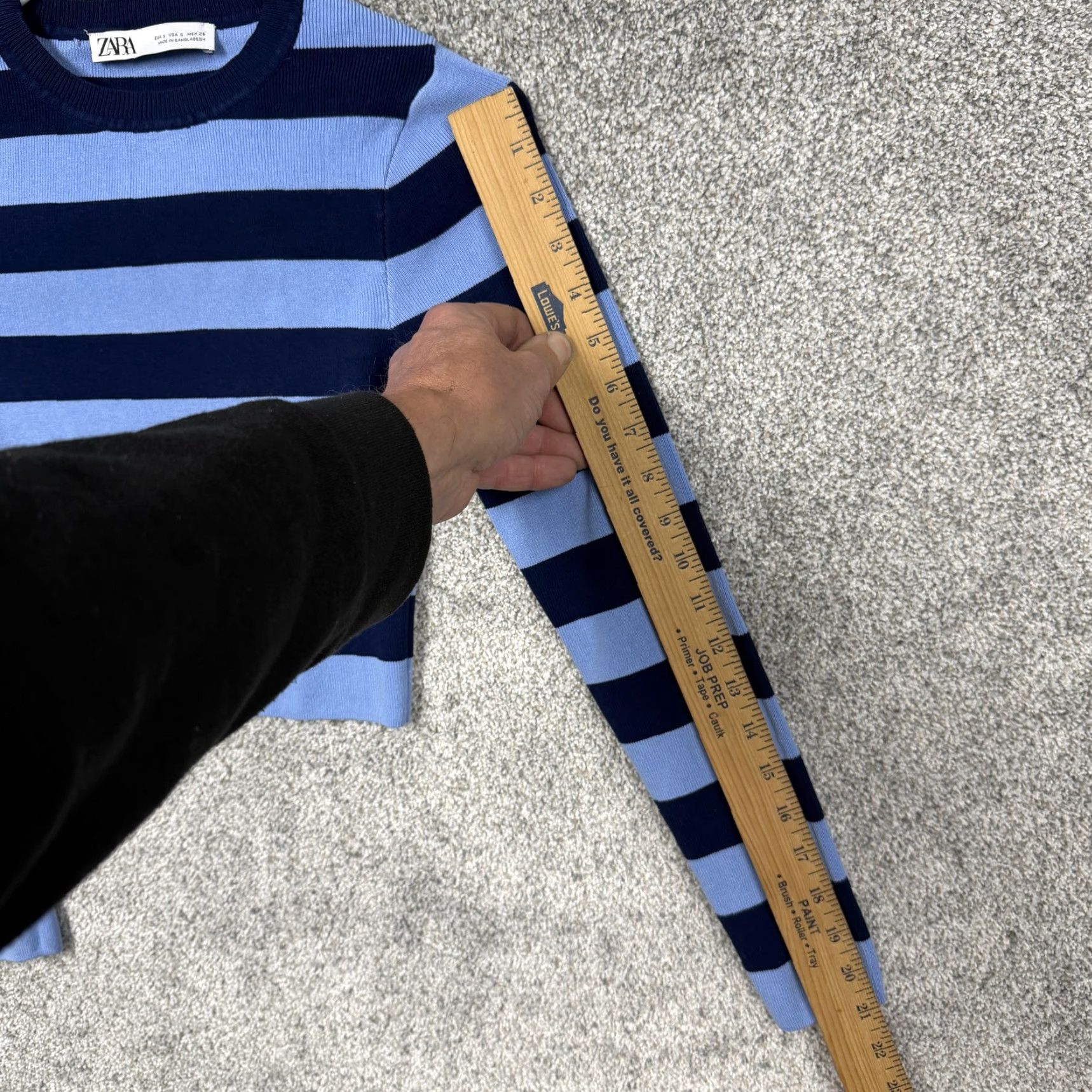 Zara Zara Sweater Womens S Blue Navy Striped Cropped Crewneck Preppy Y2K Indie Grunge Size S / US 4 / IT 40 - 4 Thumbnail